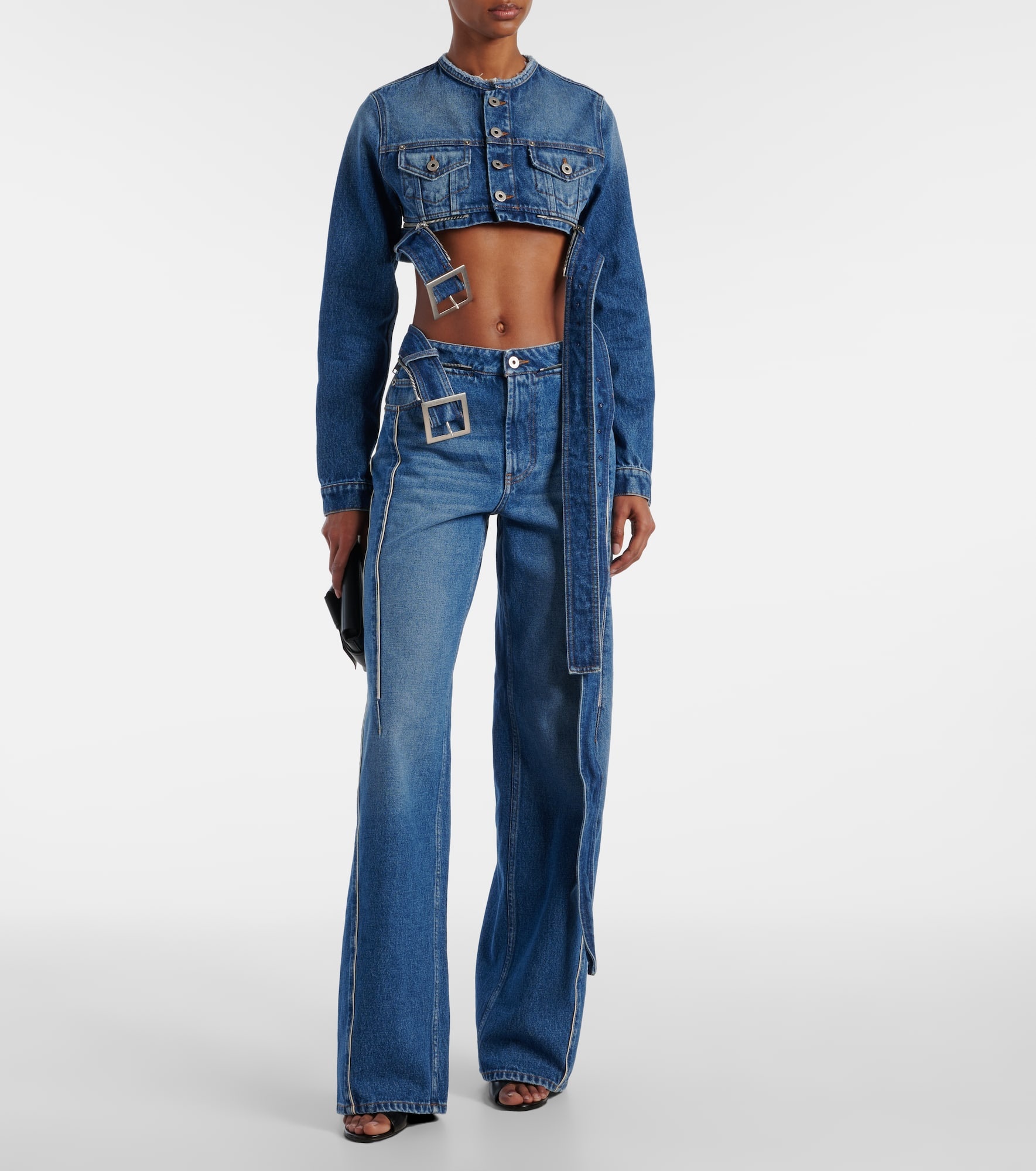 Belted high-rise wide-leg jeans - 2