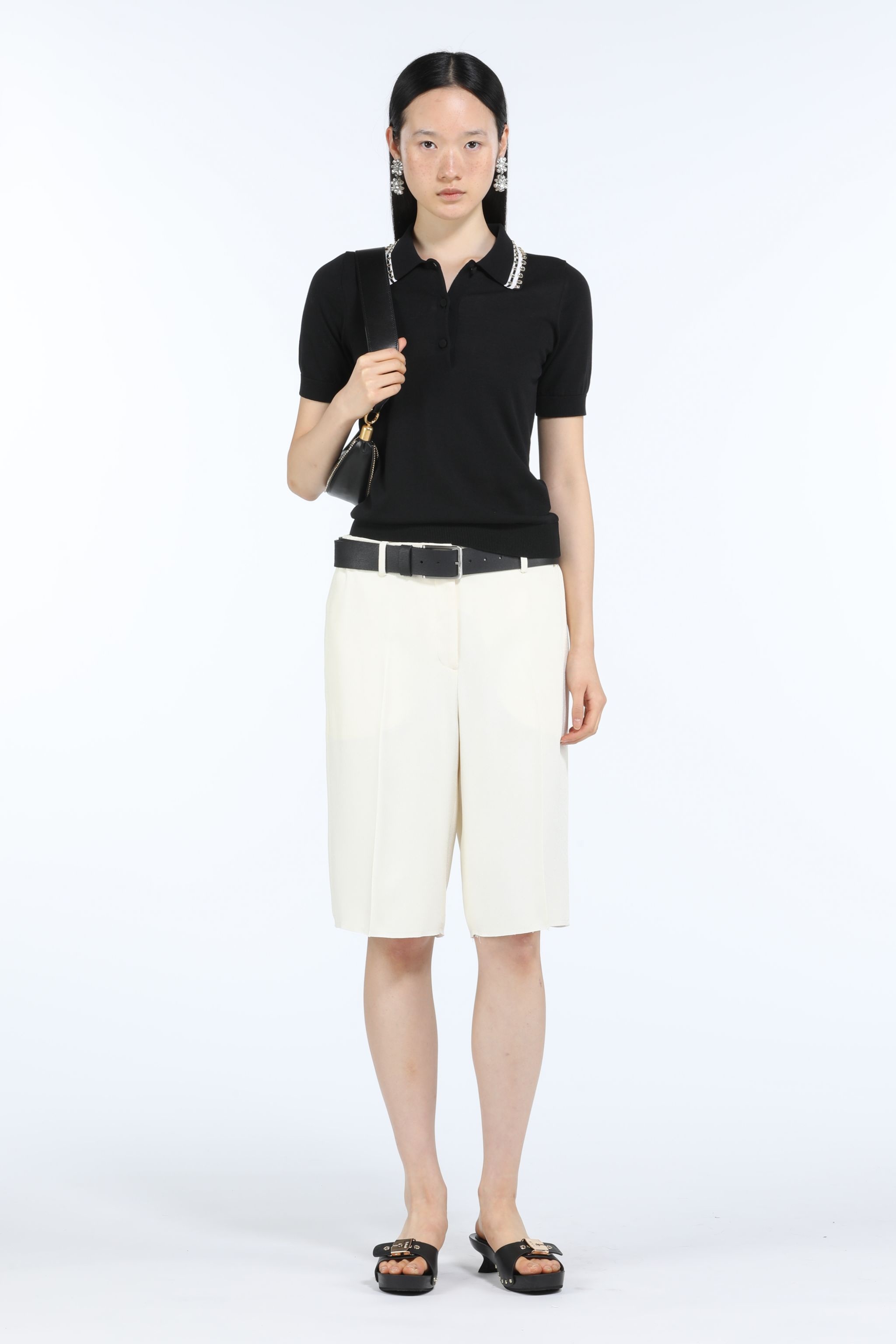 CRYSTAL-EMBELLISHED POLO SWEATER - 4