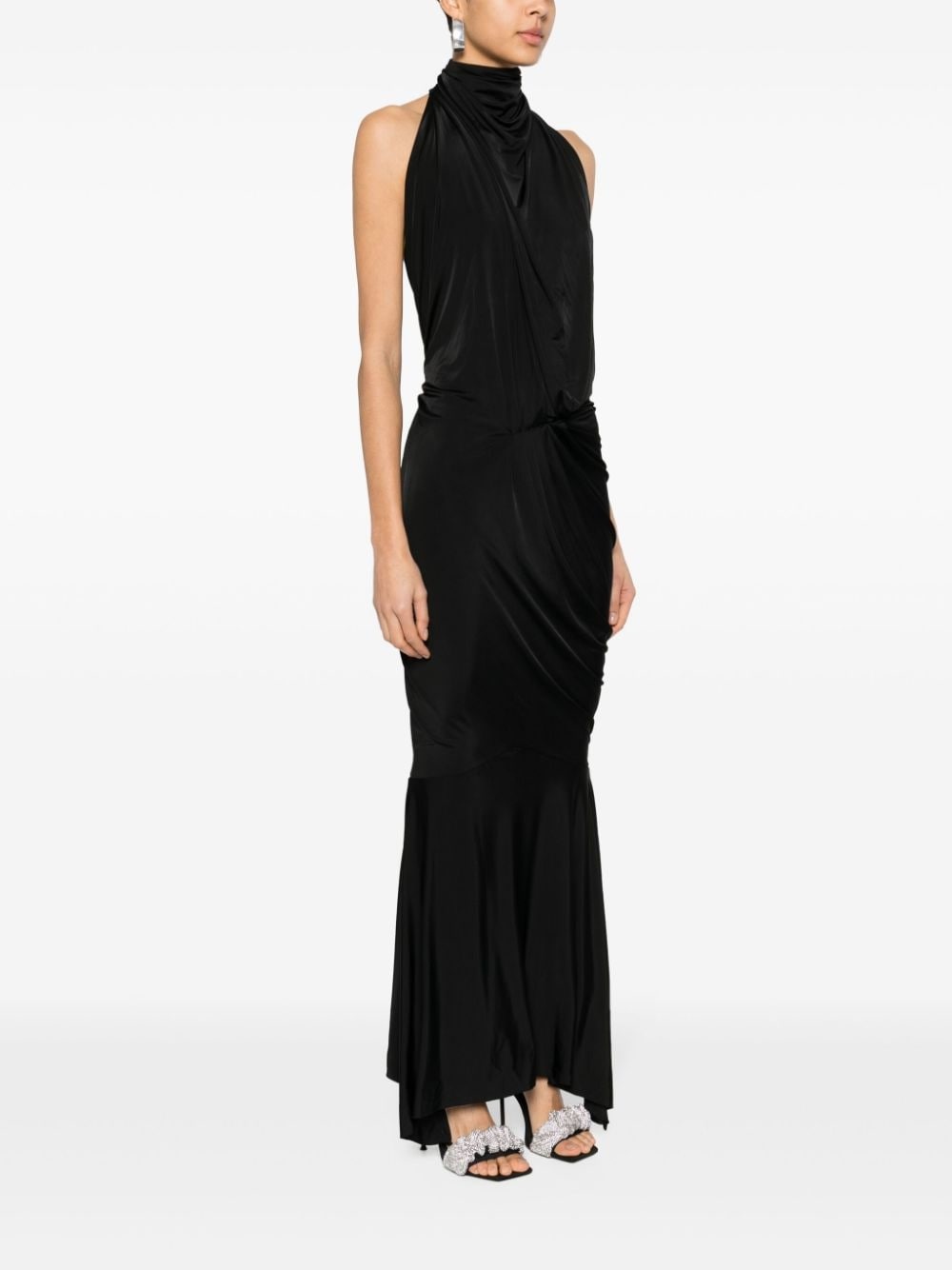 draped halterneck gown - 3