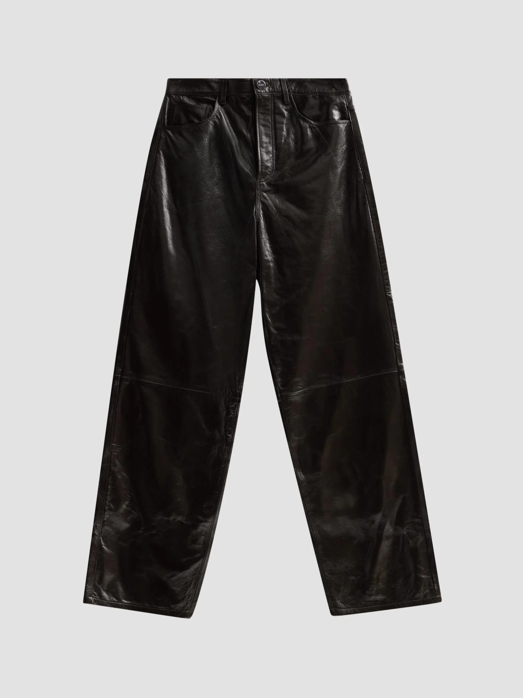 Women's Bruun Lacquer Leather Baggy Trousers - Soil - 1