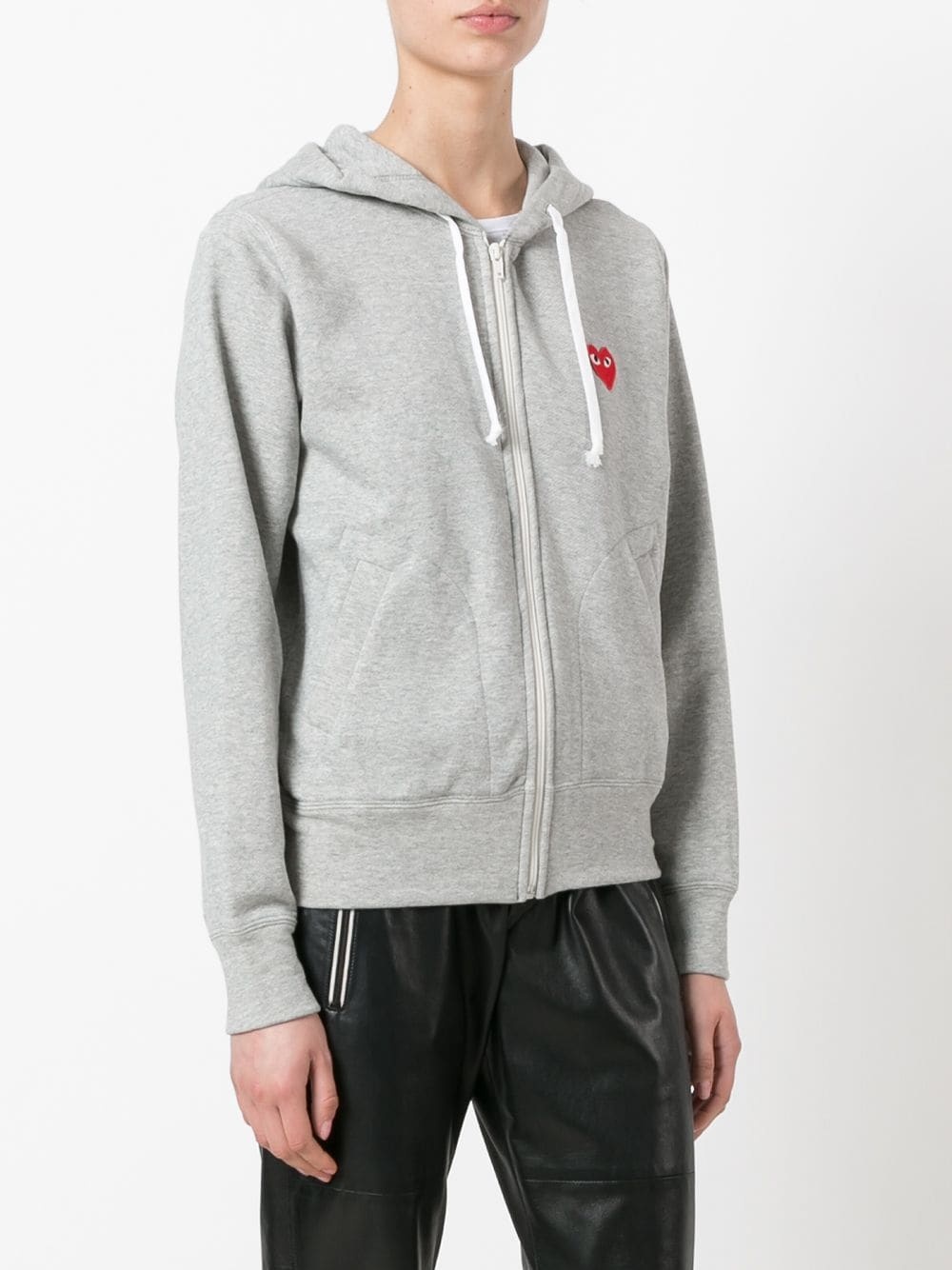 heart-appliqué cotton hoodie - 3