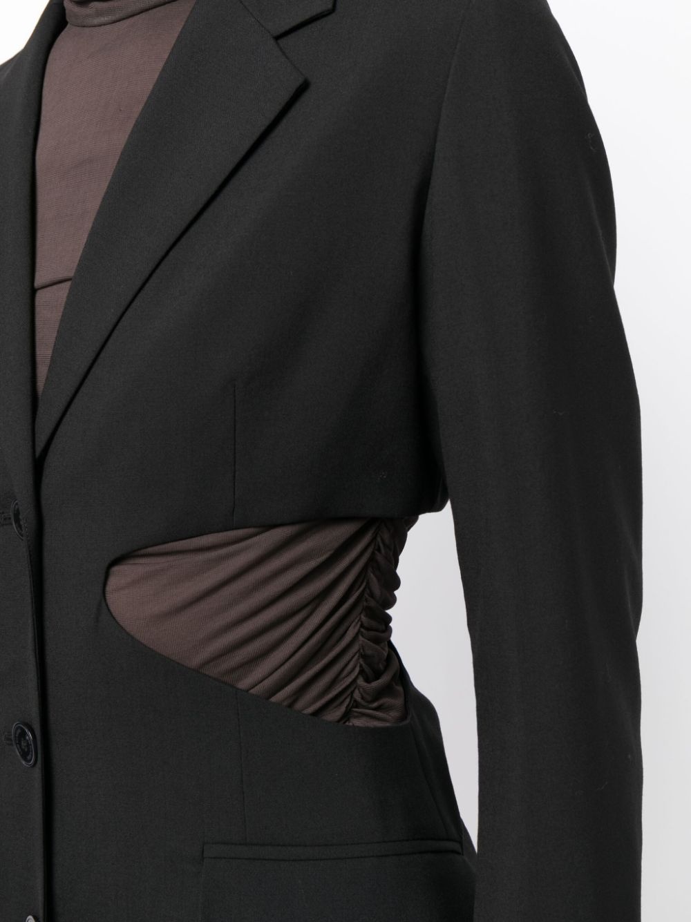 notched-lapels cut-out detailing blazer - 5