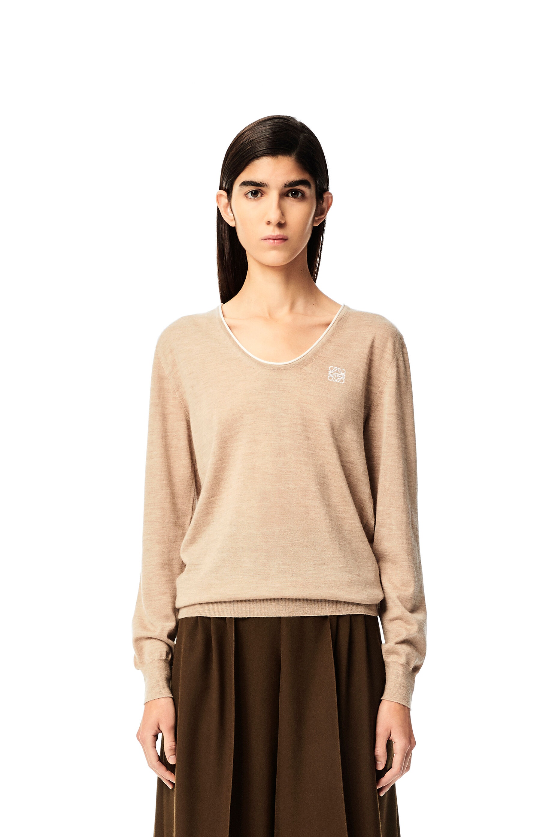 Anagram embroidered U neck sweater in cashmere - 3