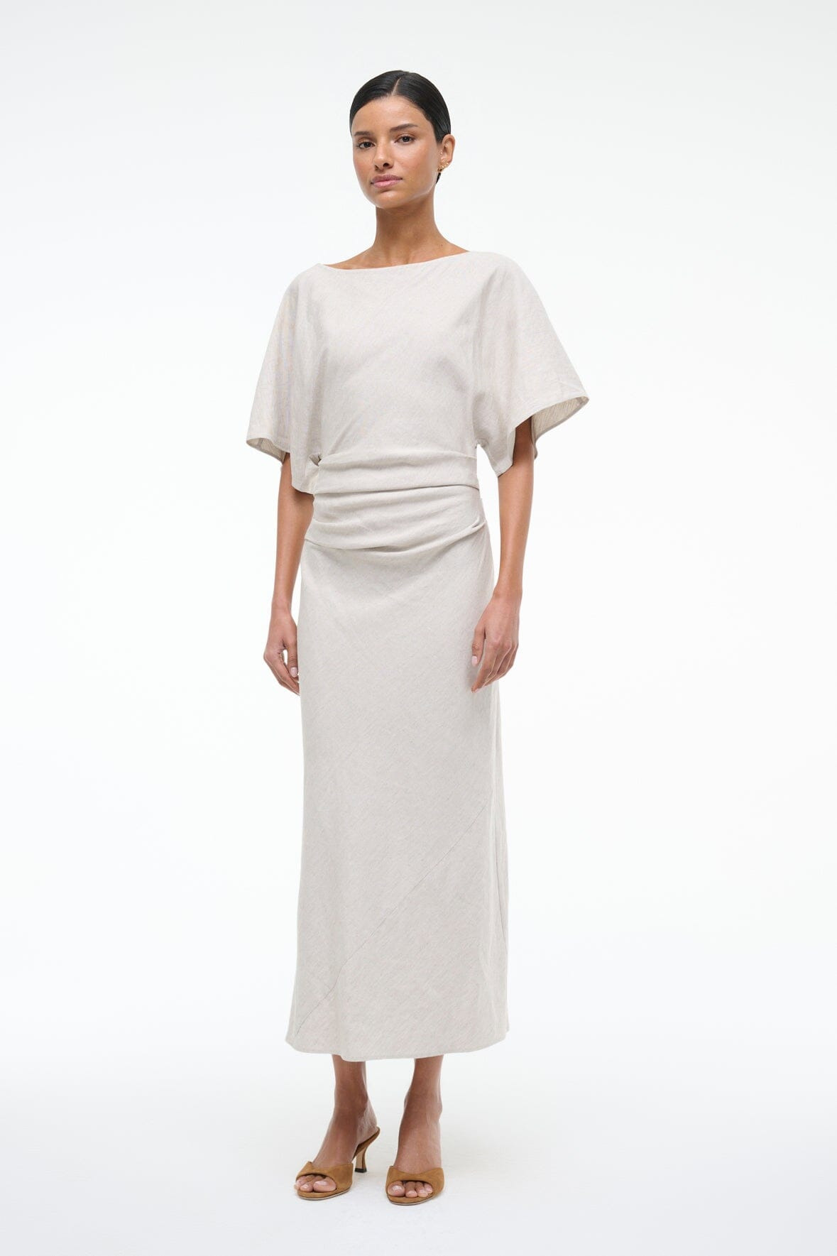 STAUD AMELIE LINEN DRESS NATURAL - 3
