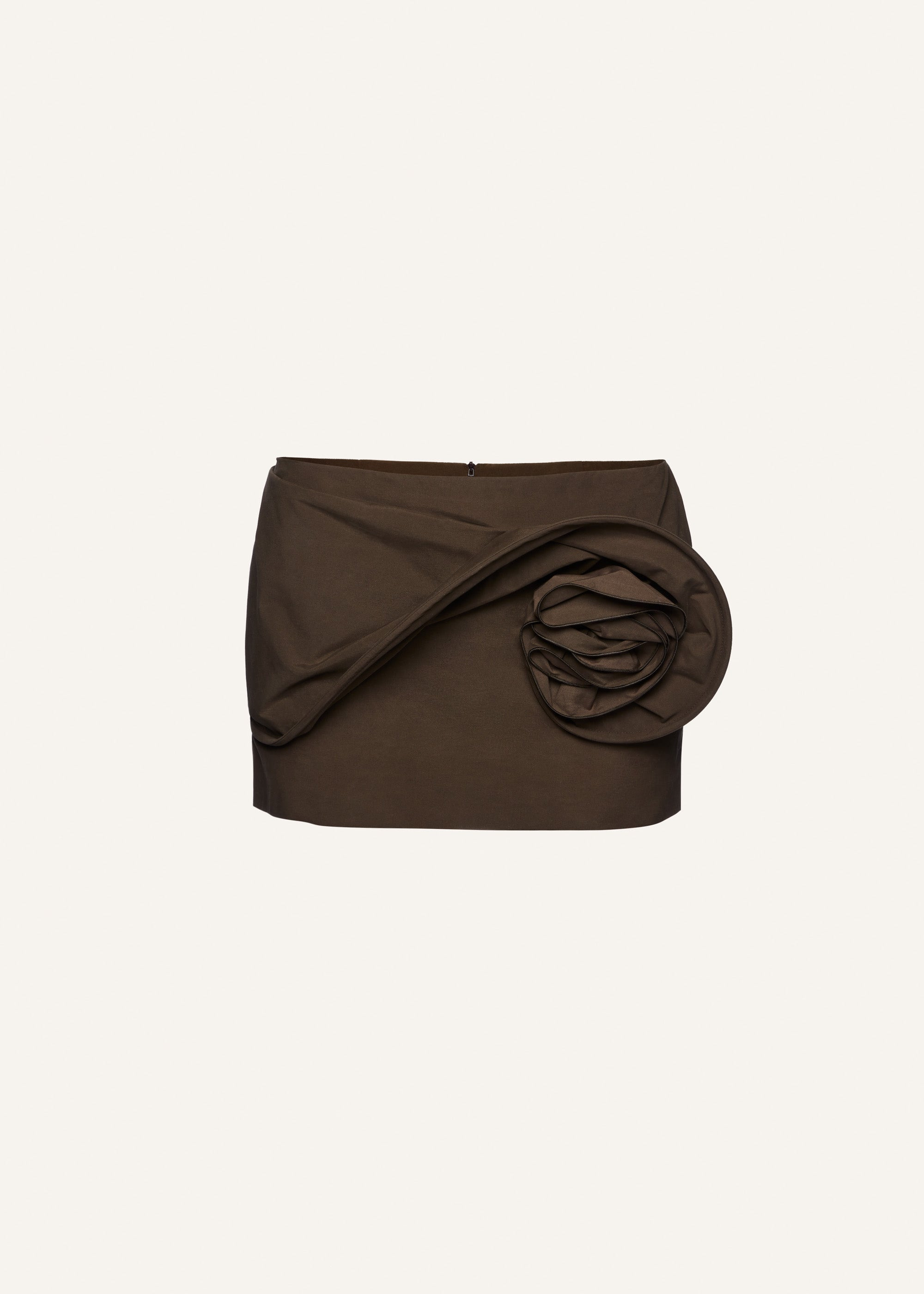 Low waist floral appliqué mini skirt in brown - 1