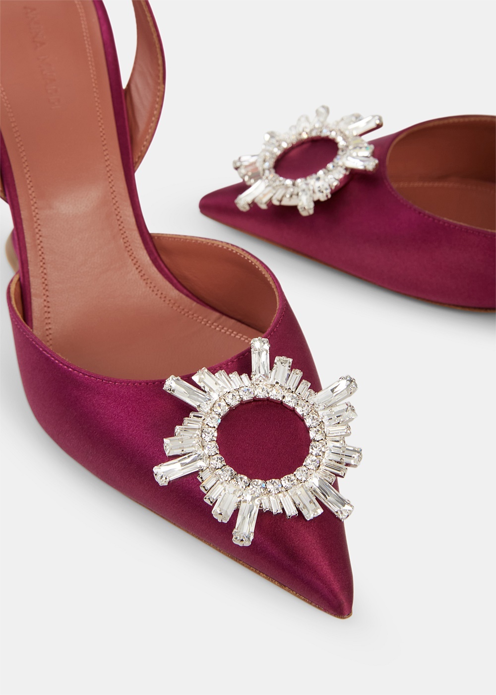 Magenta Satin Begum Slingback Pumps - 5