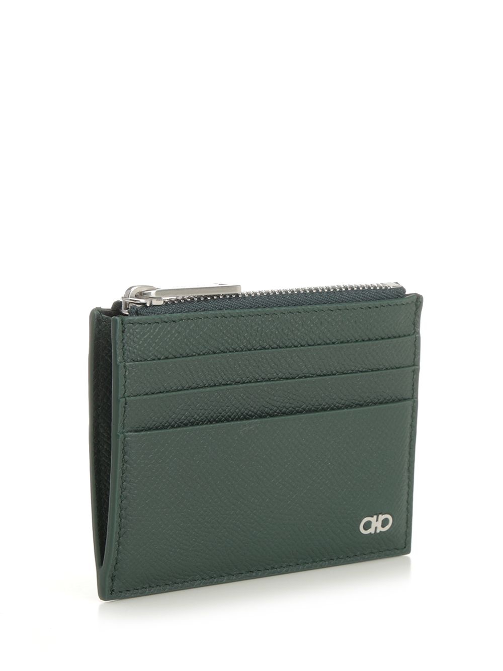 Micro Gancio Zip Square Card Case Wallets Green - 2