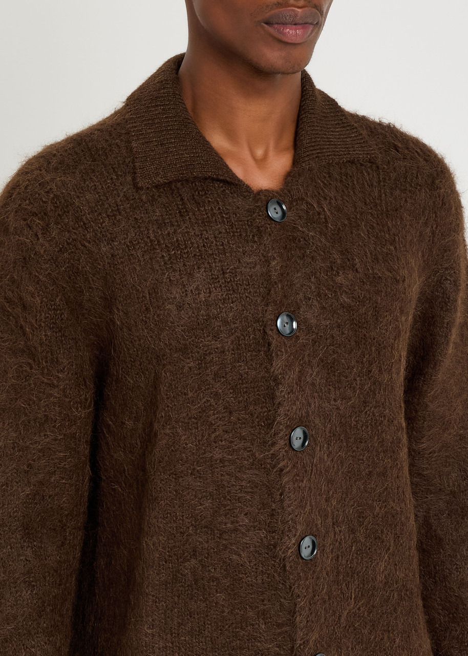 The Elder Statesman Thistle Brushed Alpaca-blend Cardigan - 5