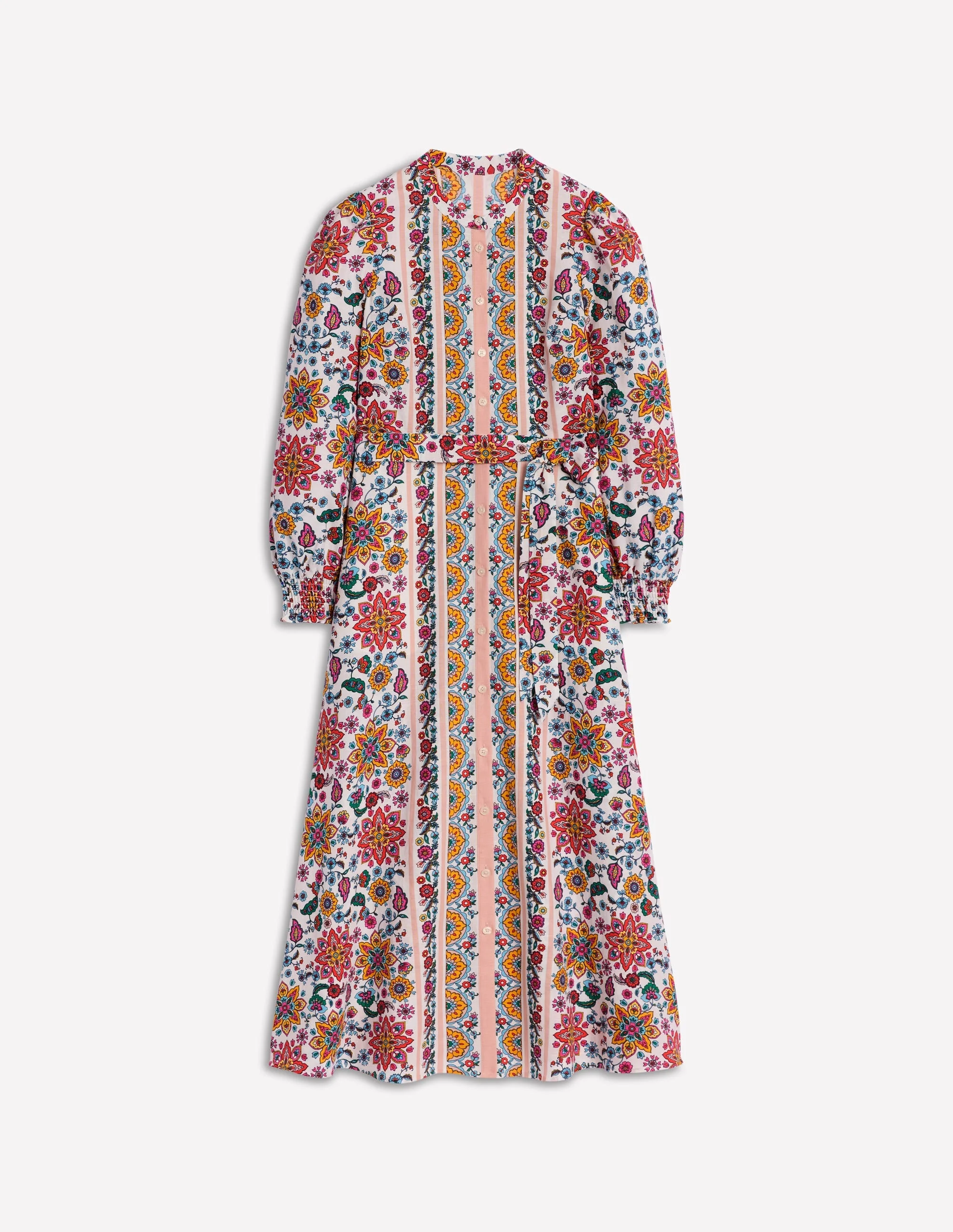 Ruby Linen Blend Shirt Dress-Ivory, Botanical Sprig - 1