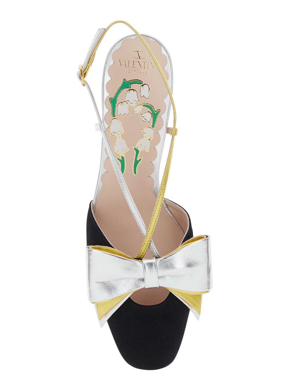 Valentino Garavani Women Black Slingback Décolleté With Oversized Bow On The Front In Leather And Vi - 4