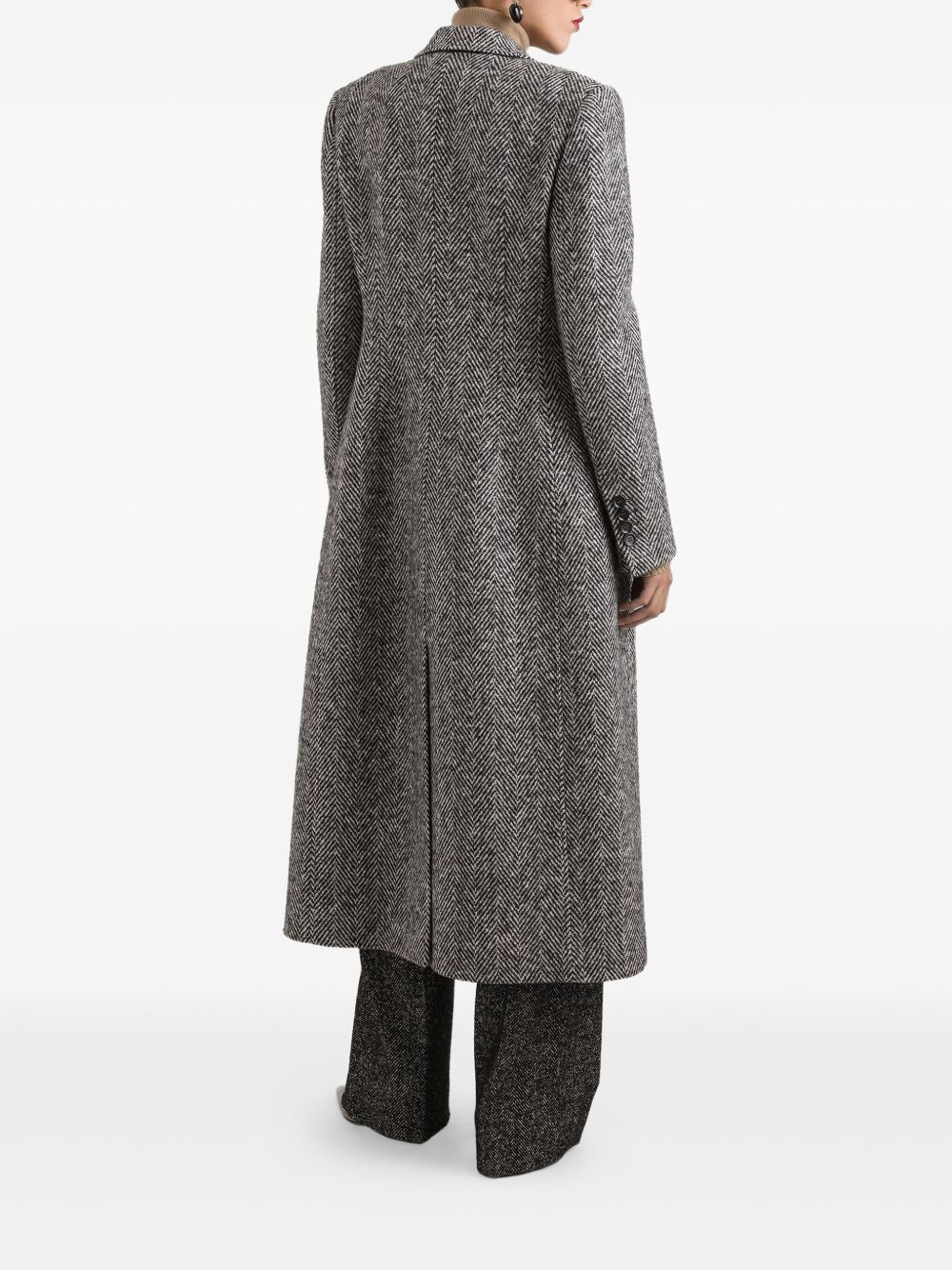 herringbone buttoned coat - 3