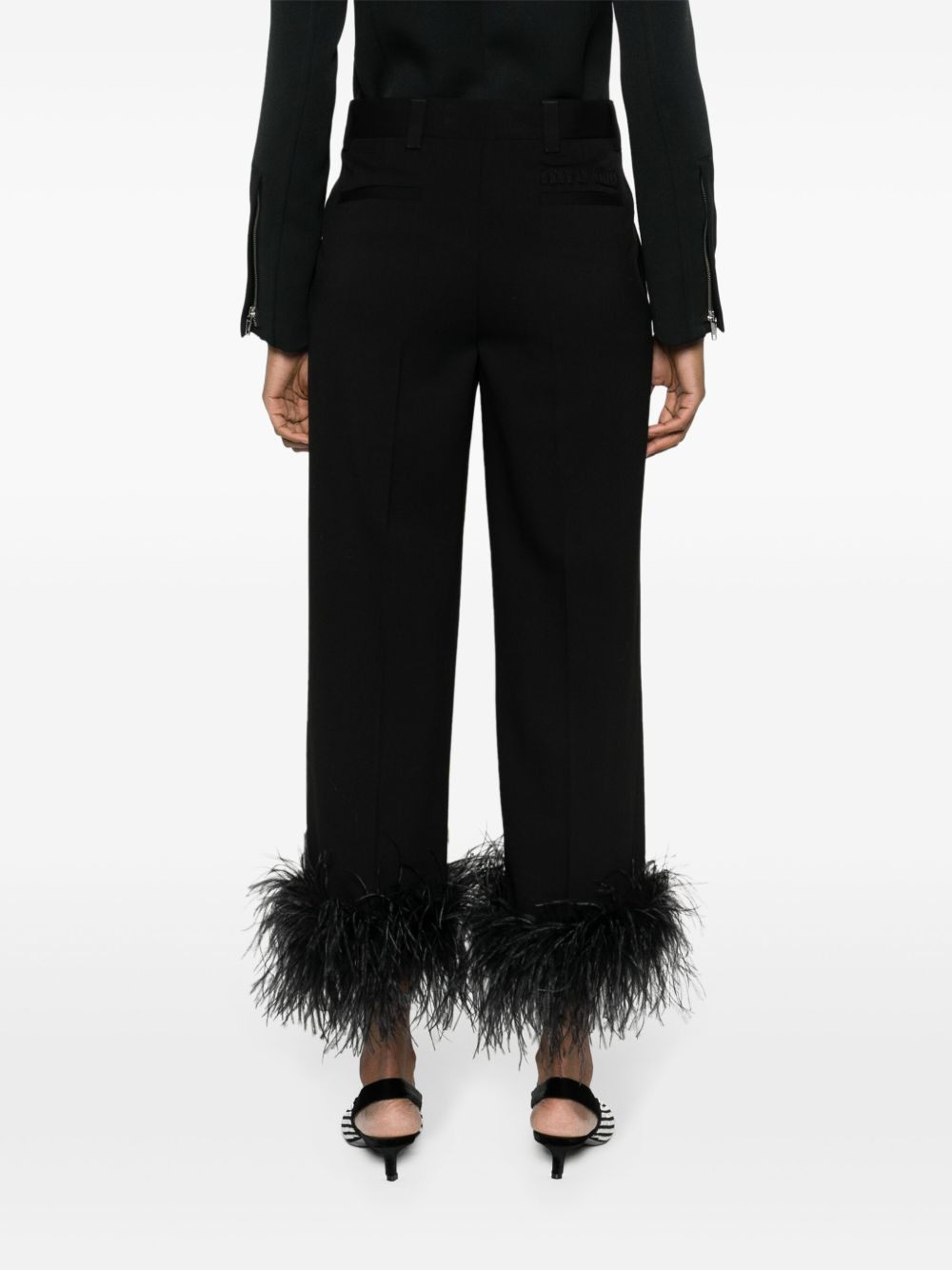 feather-trimmed trousers - 4
