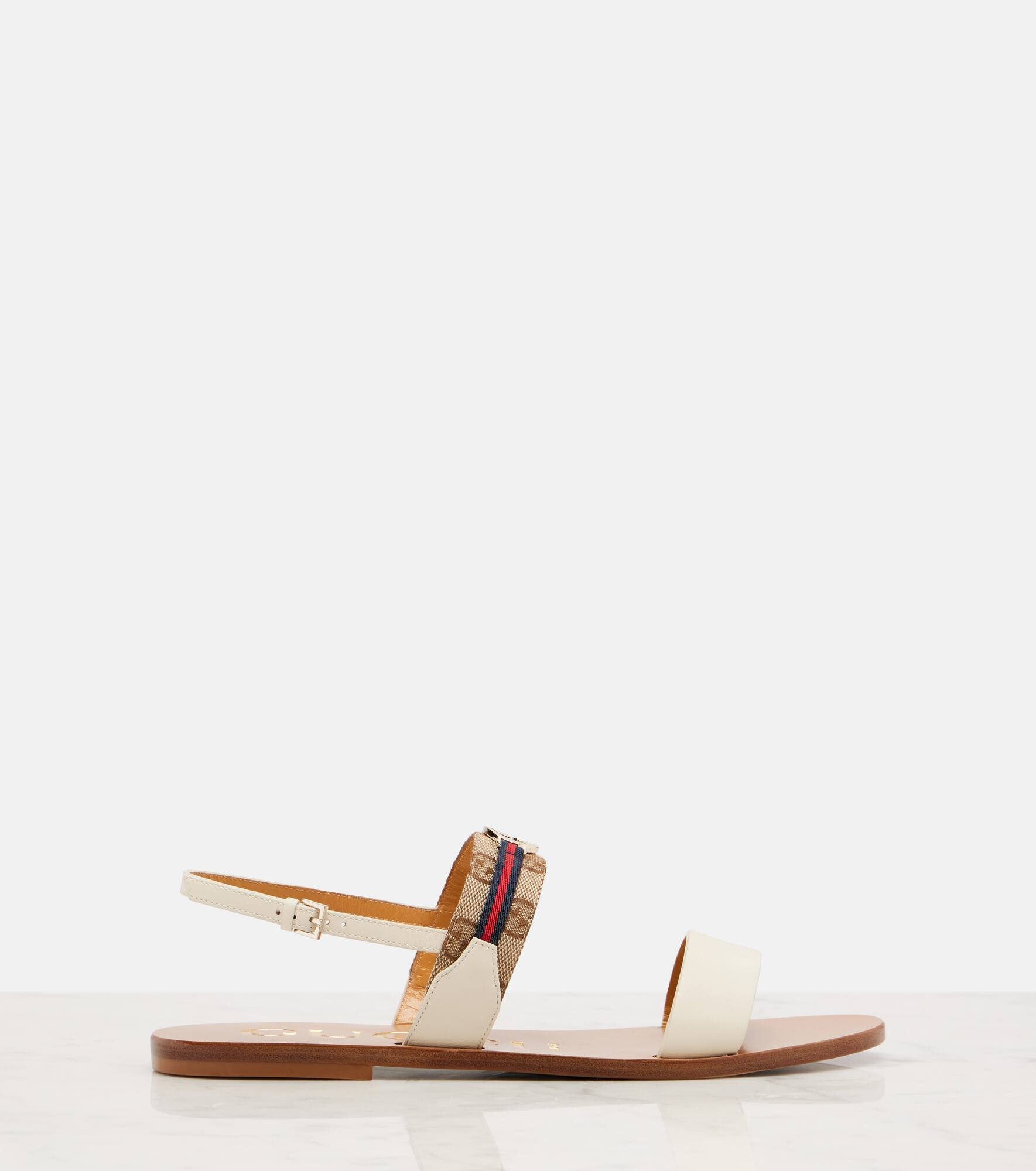 Interlocking G canvas and leather sandals - 4