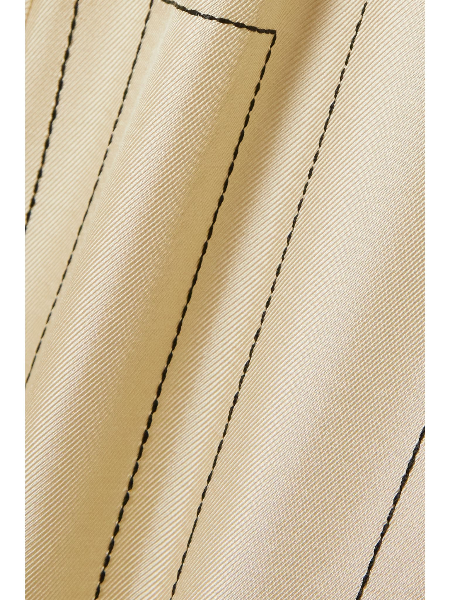 Embroidered silk-twill wide-leg pants Ivory - 4