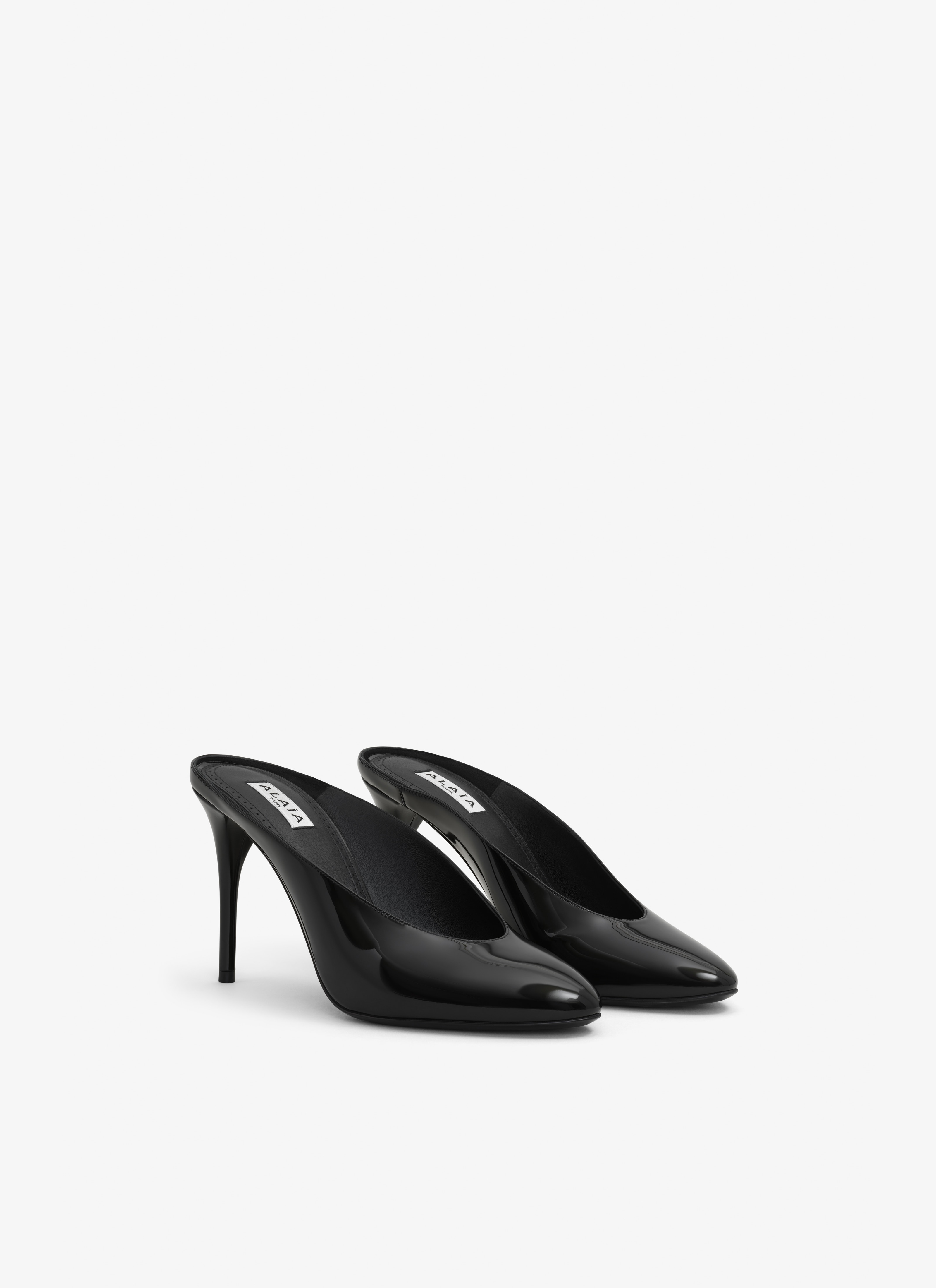DECOLLETE MULES IN PATENT CALFSKIN - 3
