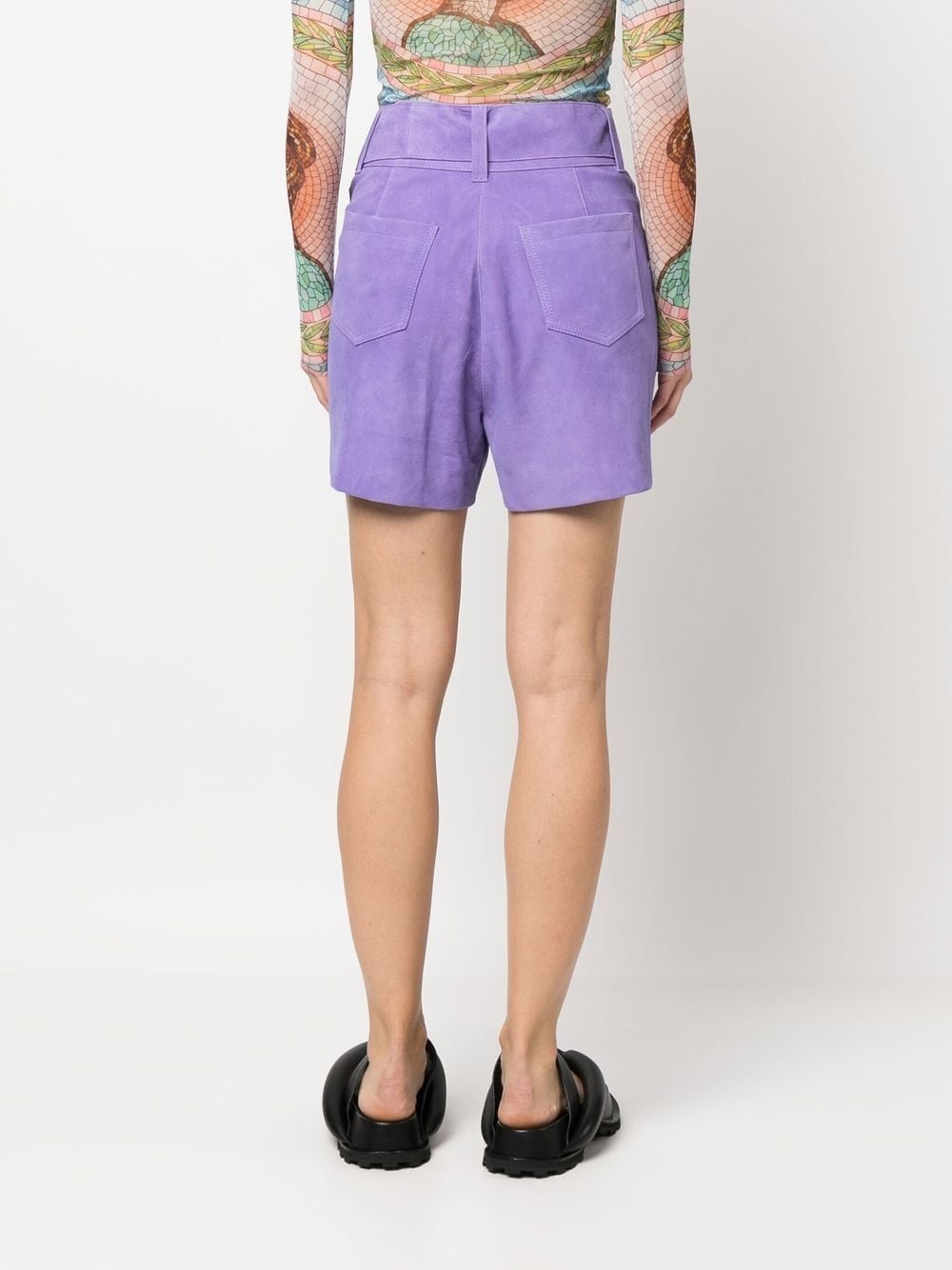 neon violet suede shorts - 4
