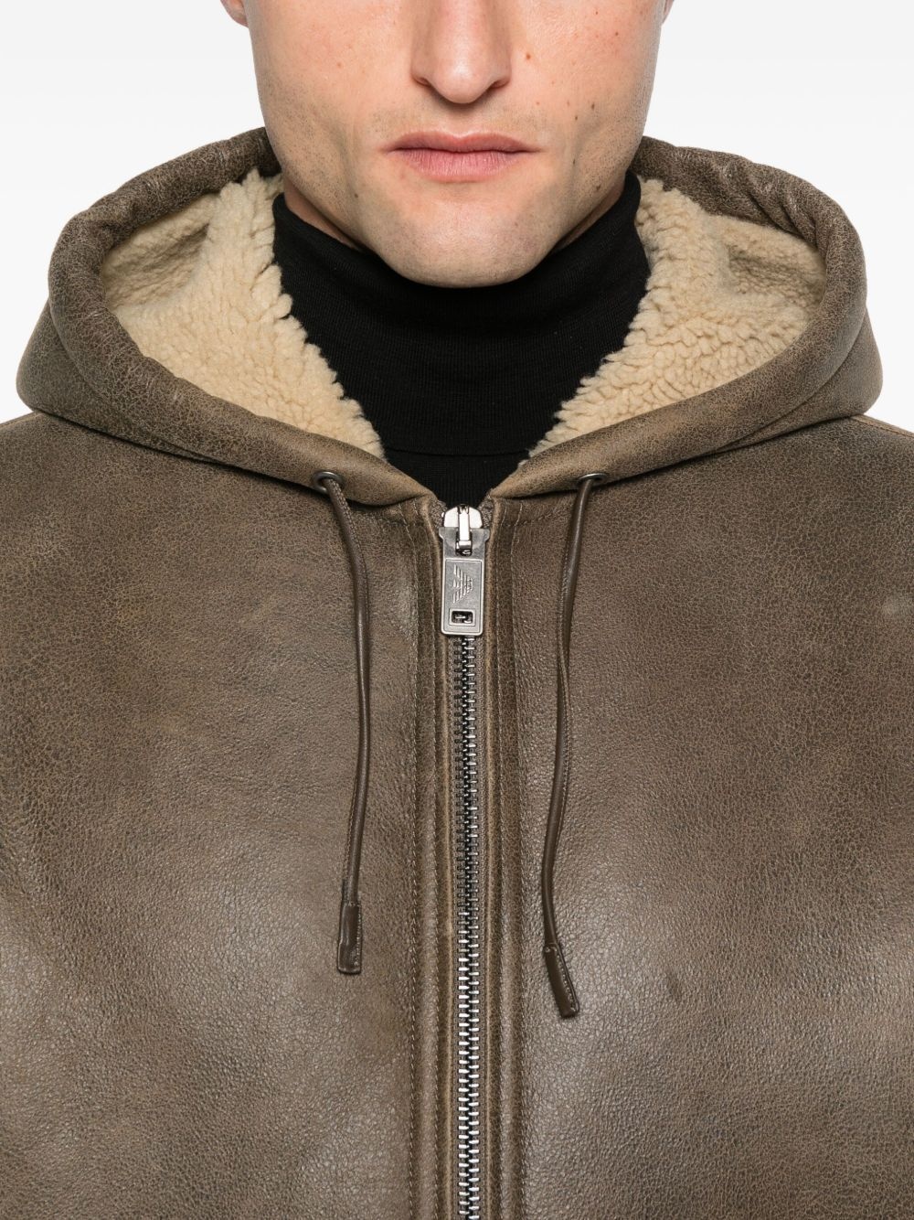 hooded shearling jacket - 5
