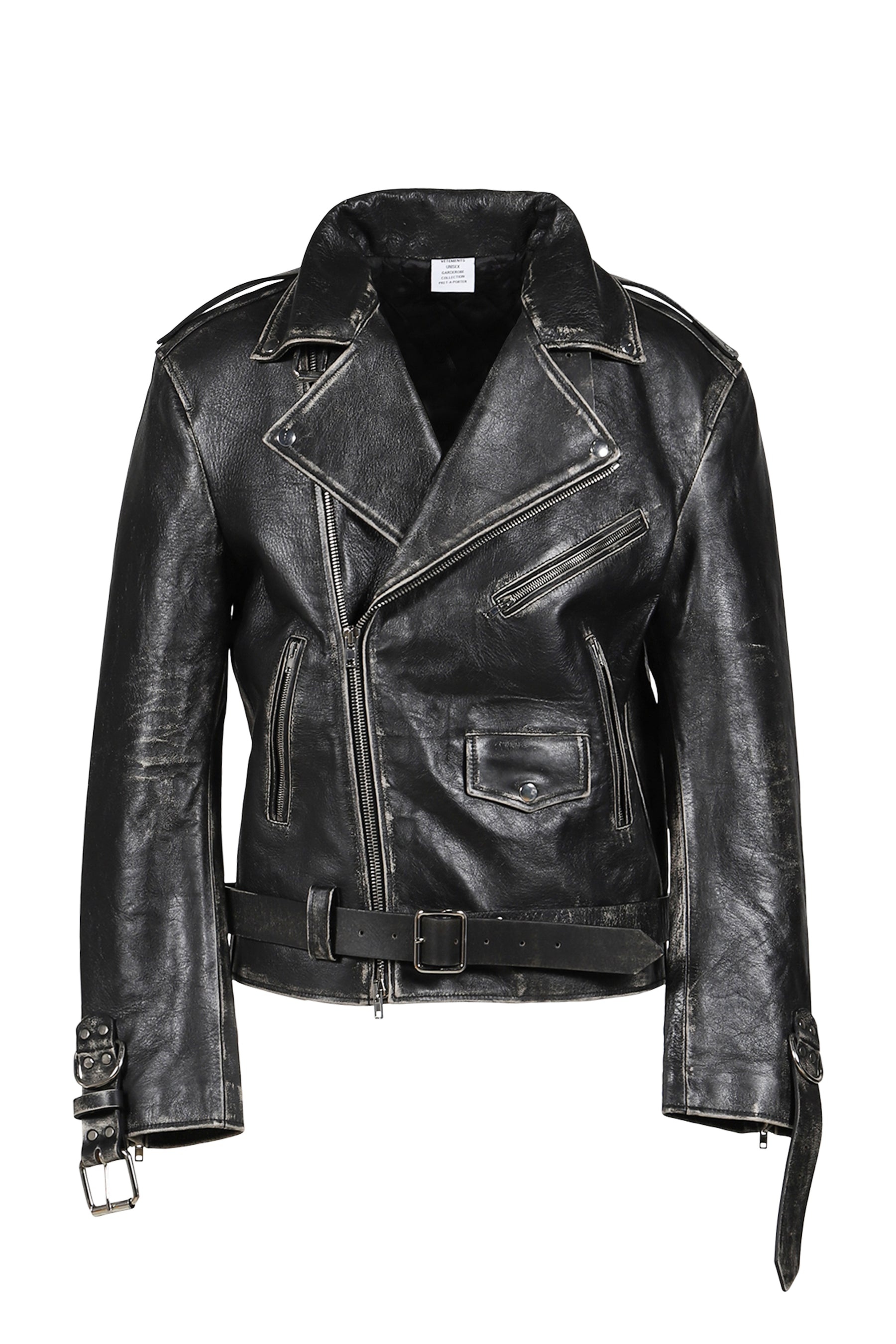 DISTRESSED BONDAGE BIKER JACEKT / BLK - 5