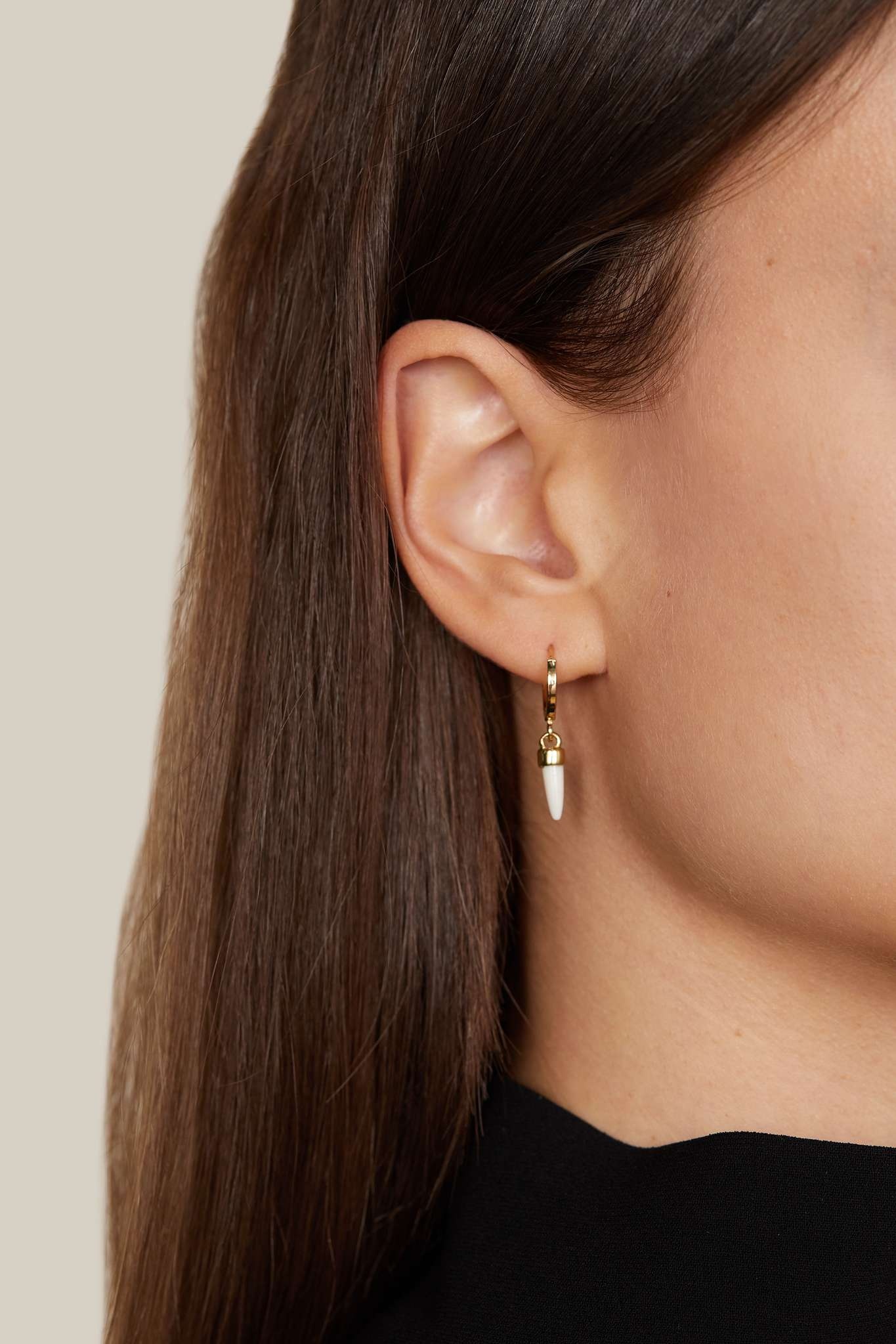 Gold-tone bone earrings - 5