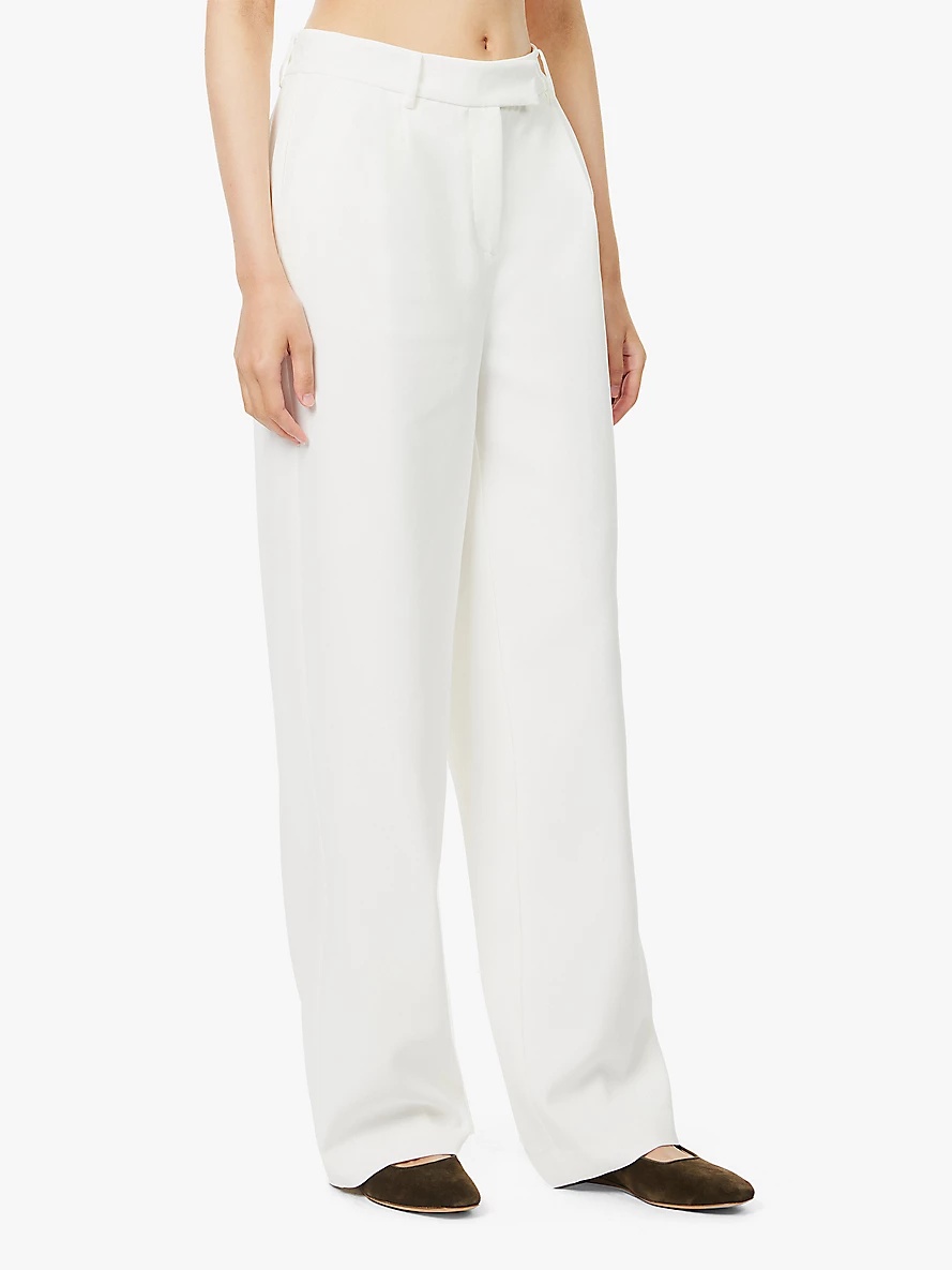 Novia pleated straight-leg high-rise woven-blend trousers - 3