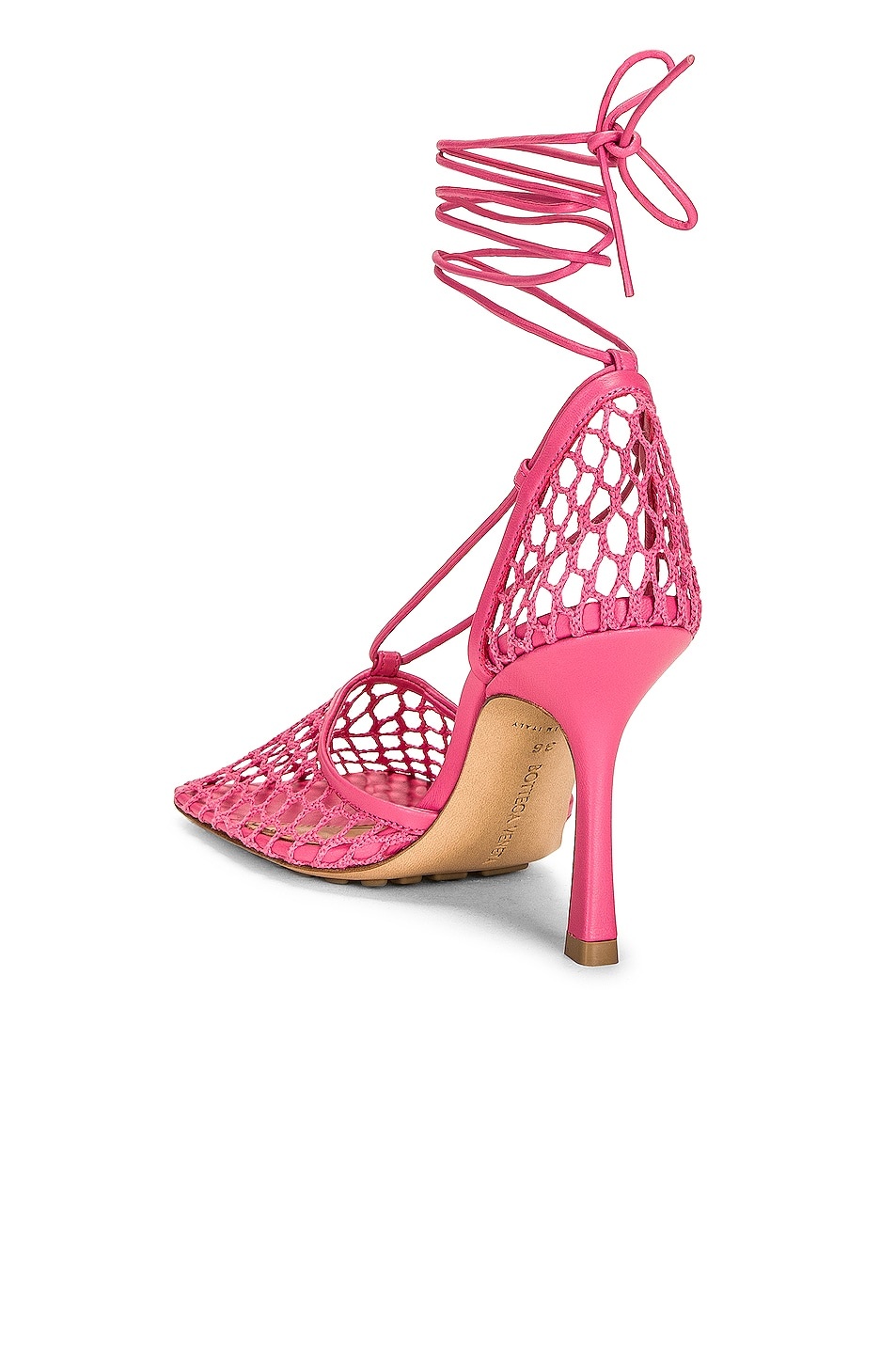 サンダル・ミュール Bottega Veneta Stretch Lace-Up Sandal Violet Bottega Veneta Stretch Lace Up Sandal in Purple & Silver | FWRD