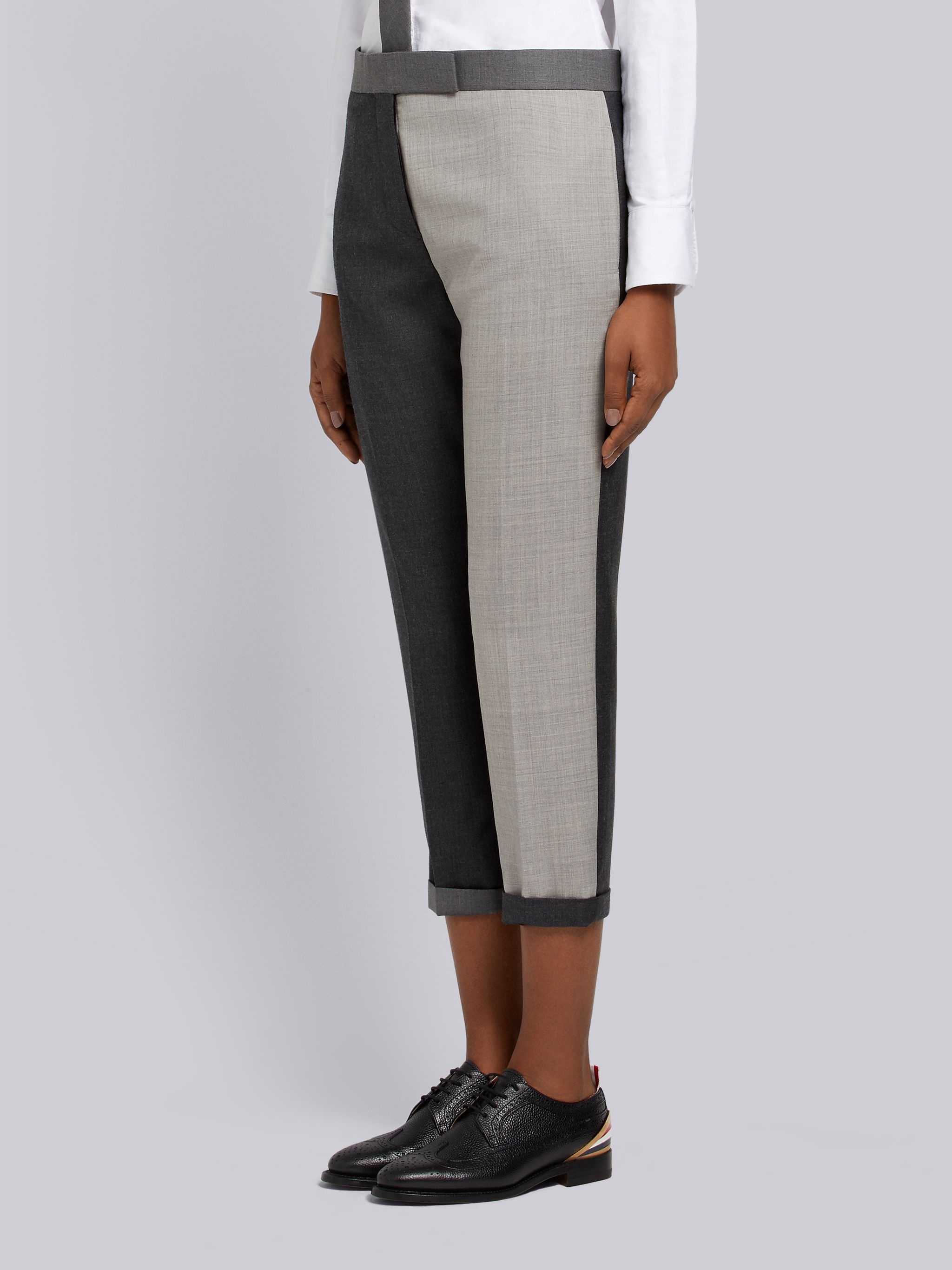 contrast-panel cropped trousers - 2