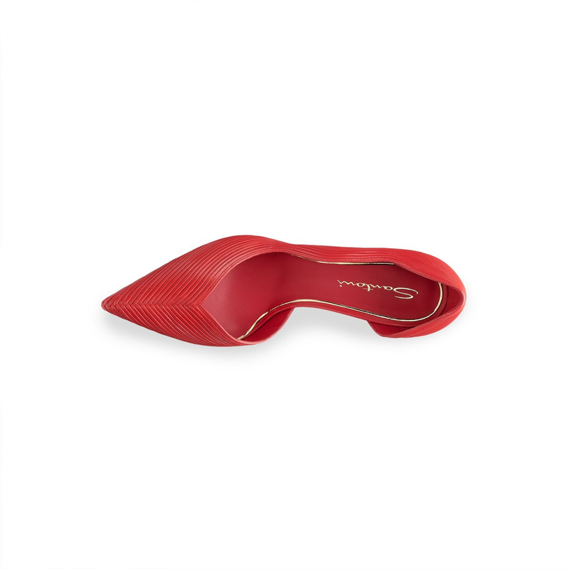 Women's red leather high-heel pump 4