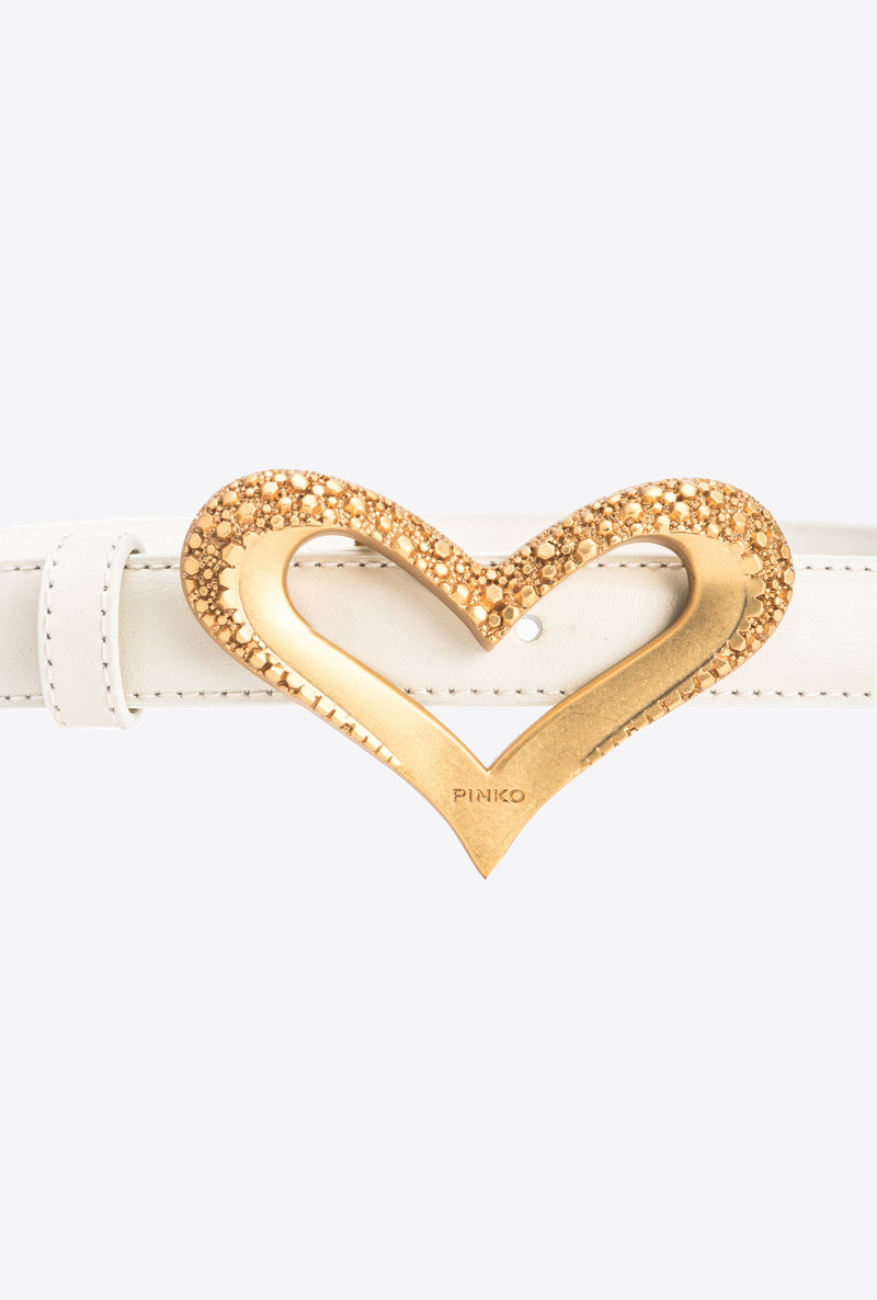 PINKO THIN VINTAGE LEATHER HEART BELT 2CM outlook