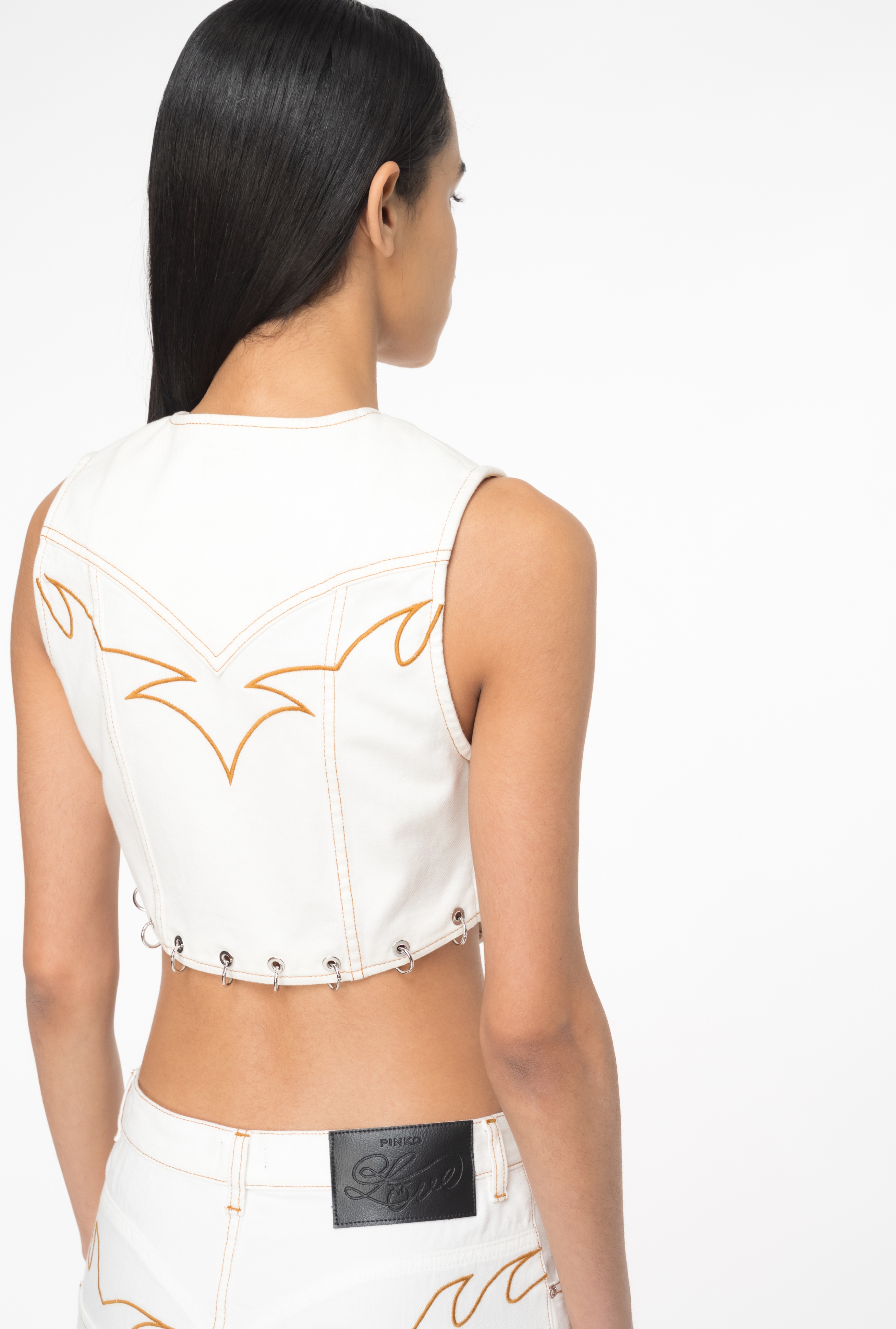 VEST WITH CONTRASTING EMBROIDERY - 5
