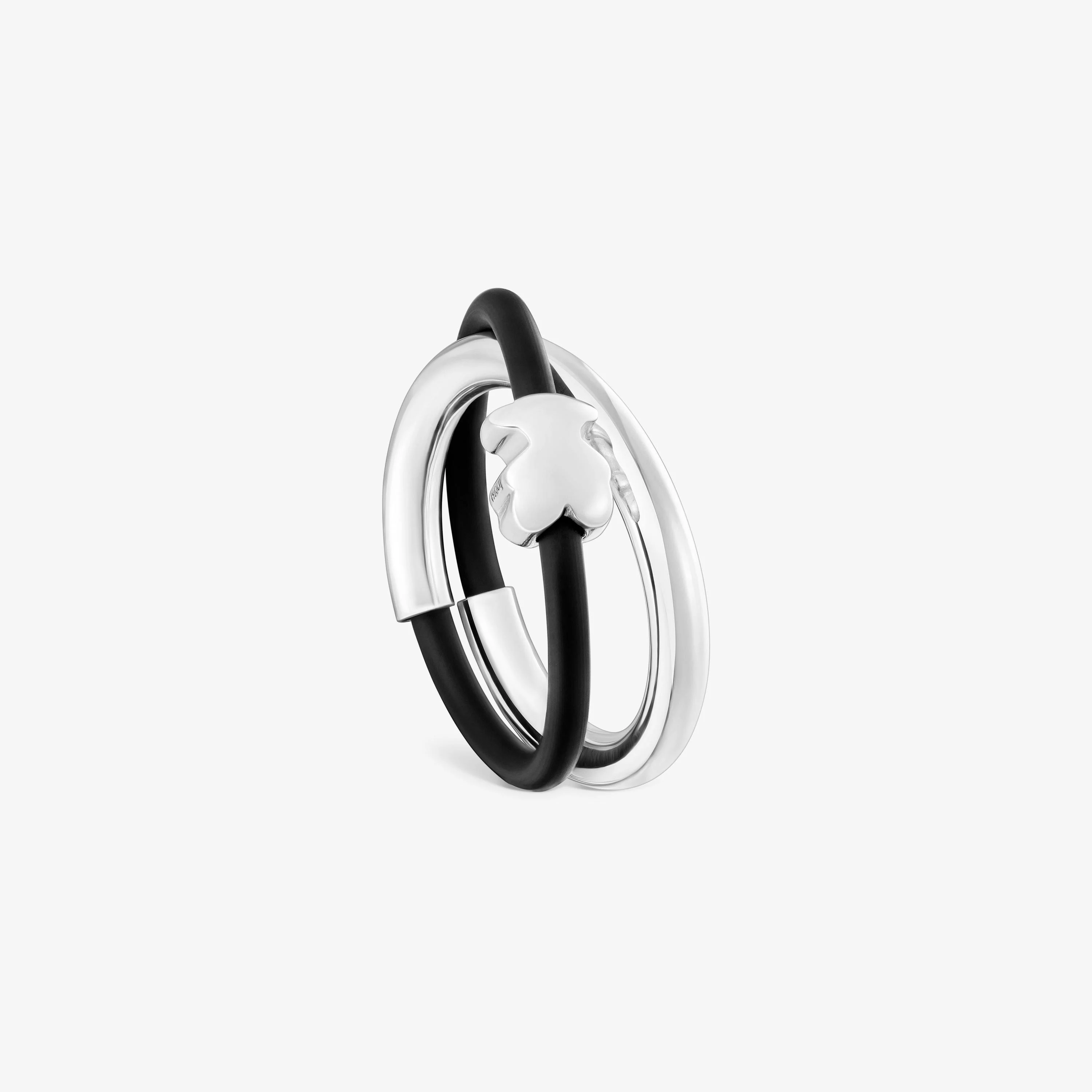 Silver and rubber bear Double ring TOUS Bold Motif - 1