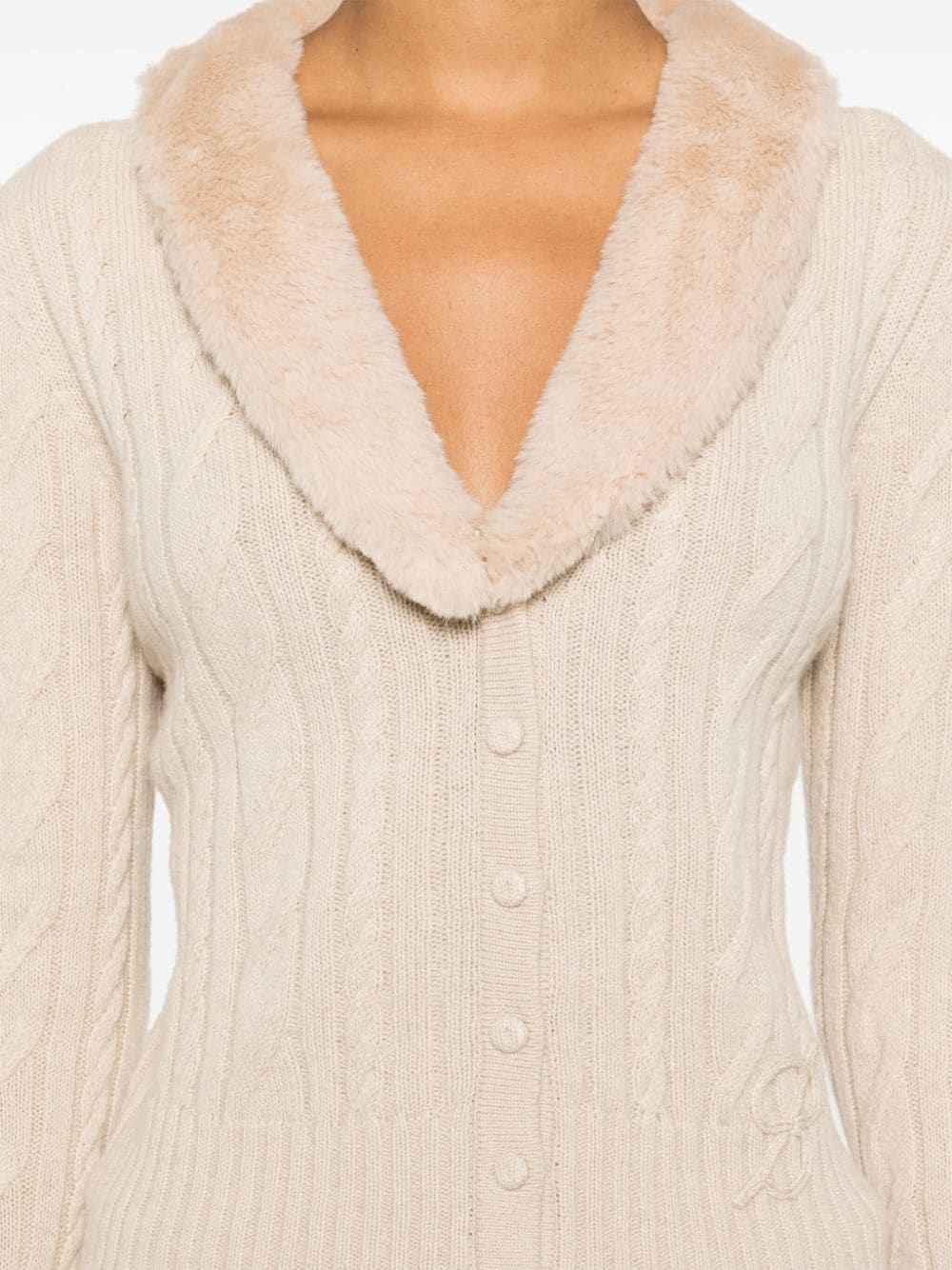 faux-fur collar cardigan - 5