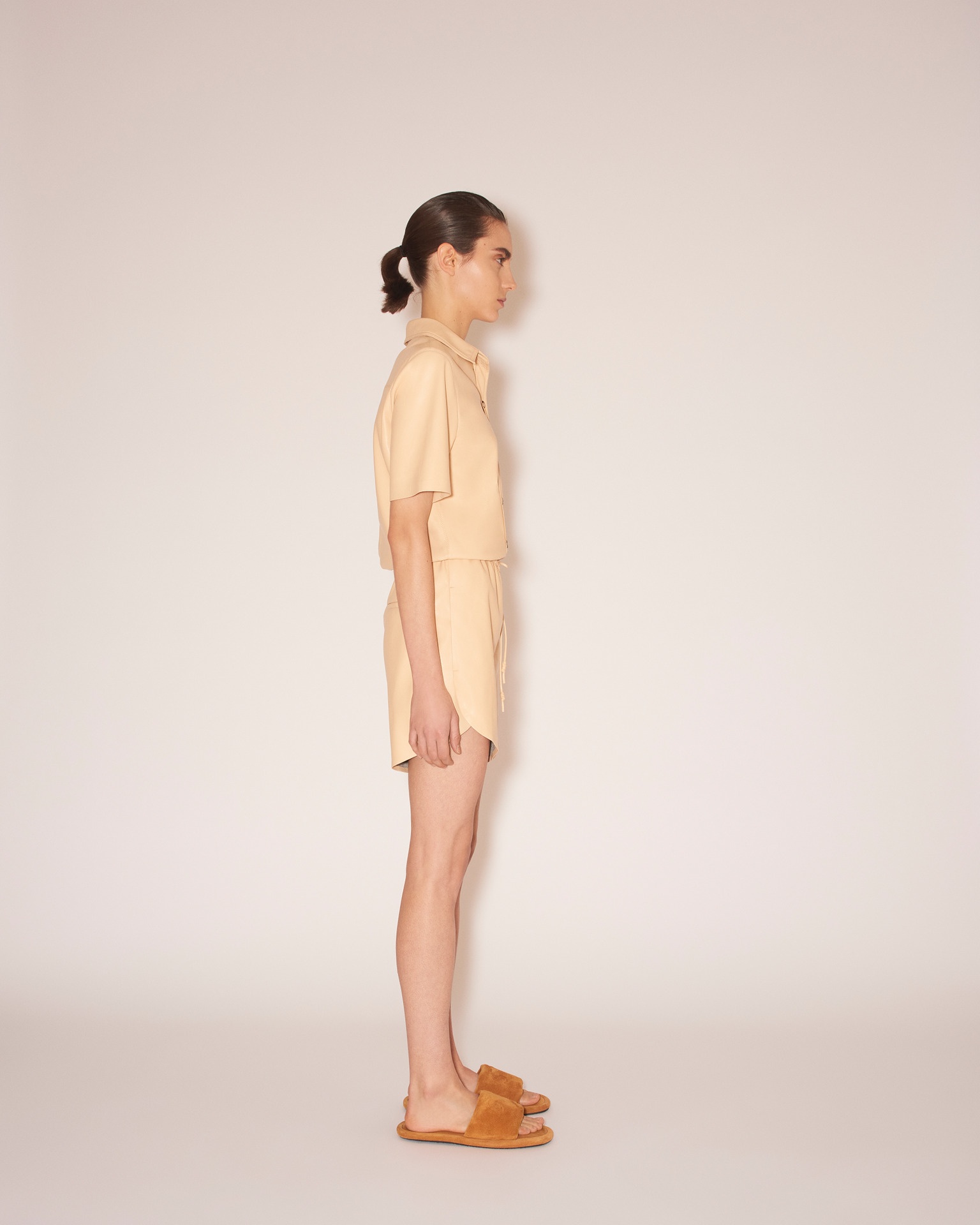 LENI - Vegan leather button-down playsuit - Eggshell - 3