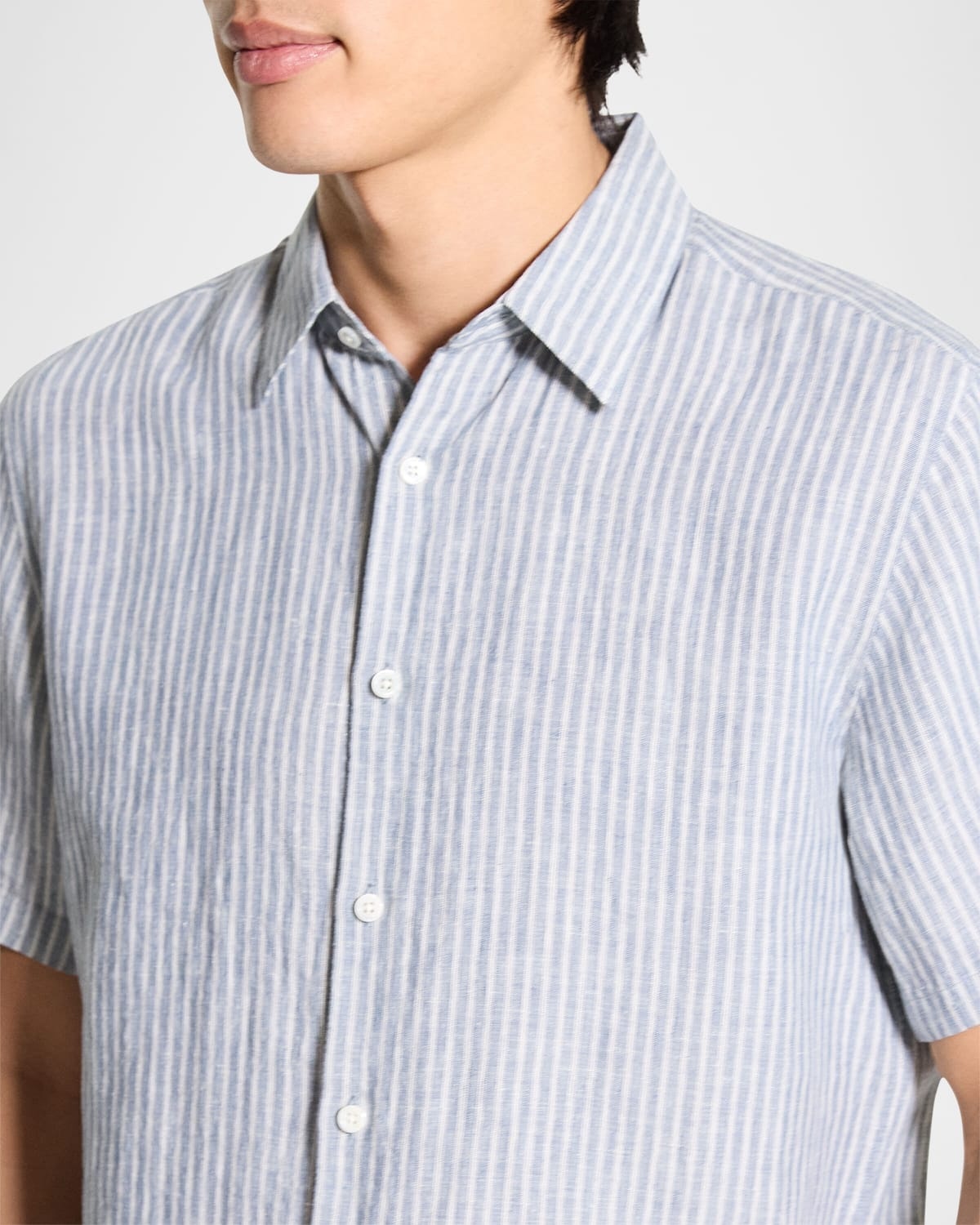 Men's Irving Linen Summer Stripe Short-Sleeve Shirt - 5