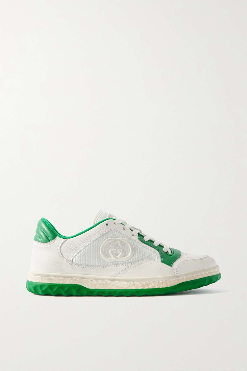 MAC80 mesh-trimmed distressed leather sneakers 1