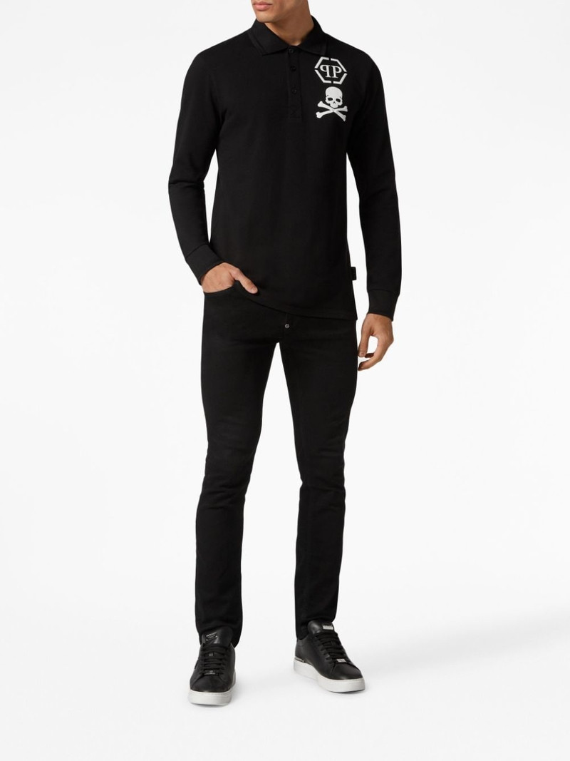 PHILIPP PLEIN skull-print cotton polo shirt outlook