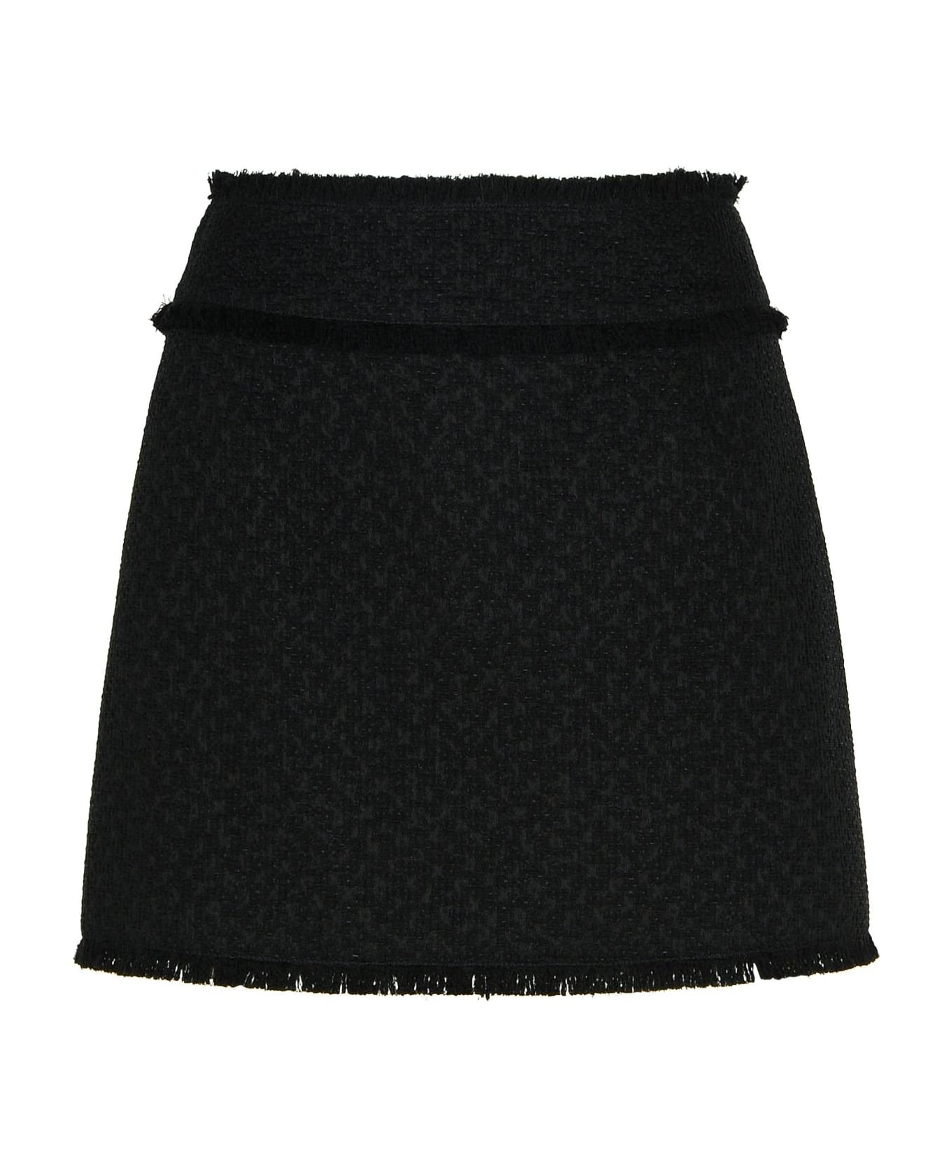 Black Wool Blend Miniskirt - 1