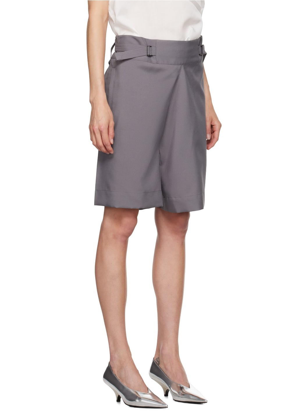 Gray Flat Shorts - 2