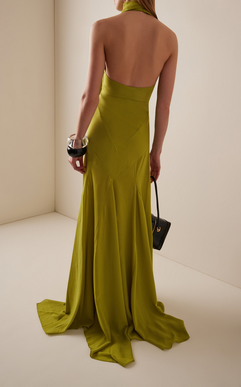 Exclusive Raye Scarf-Detailed Midi Halter Dress green 4