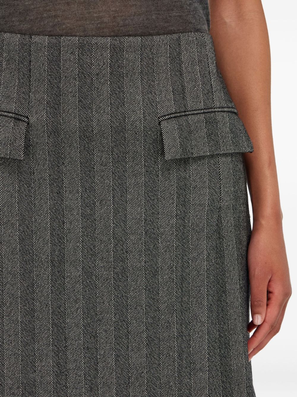pinstripe flap-pocket mini skirt - 4