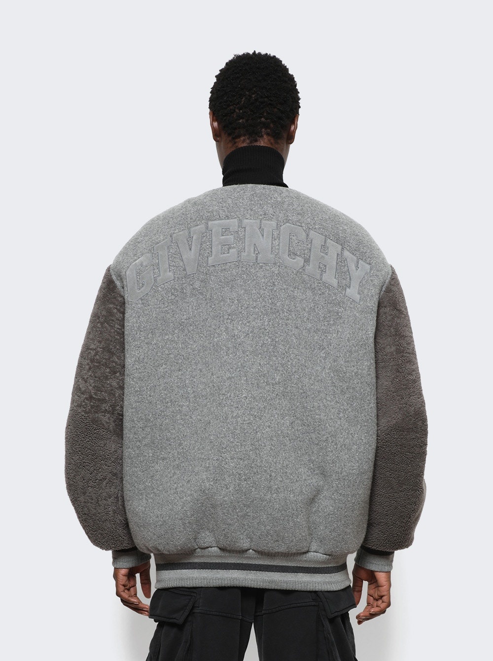 Oversized Varsity Jacket Light Grey Melange - 5