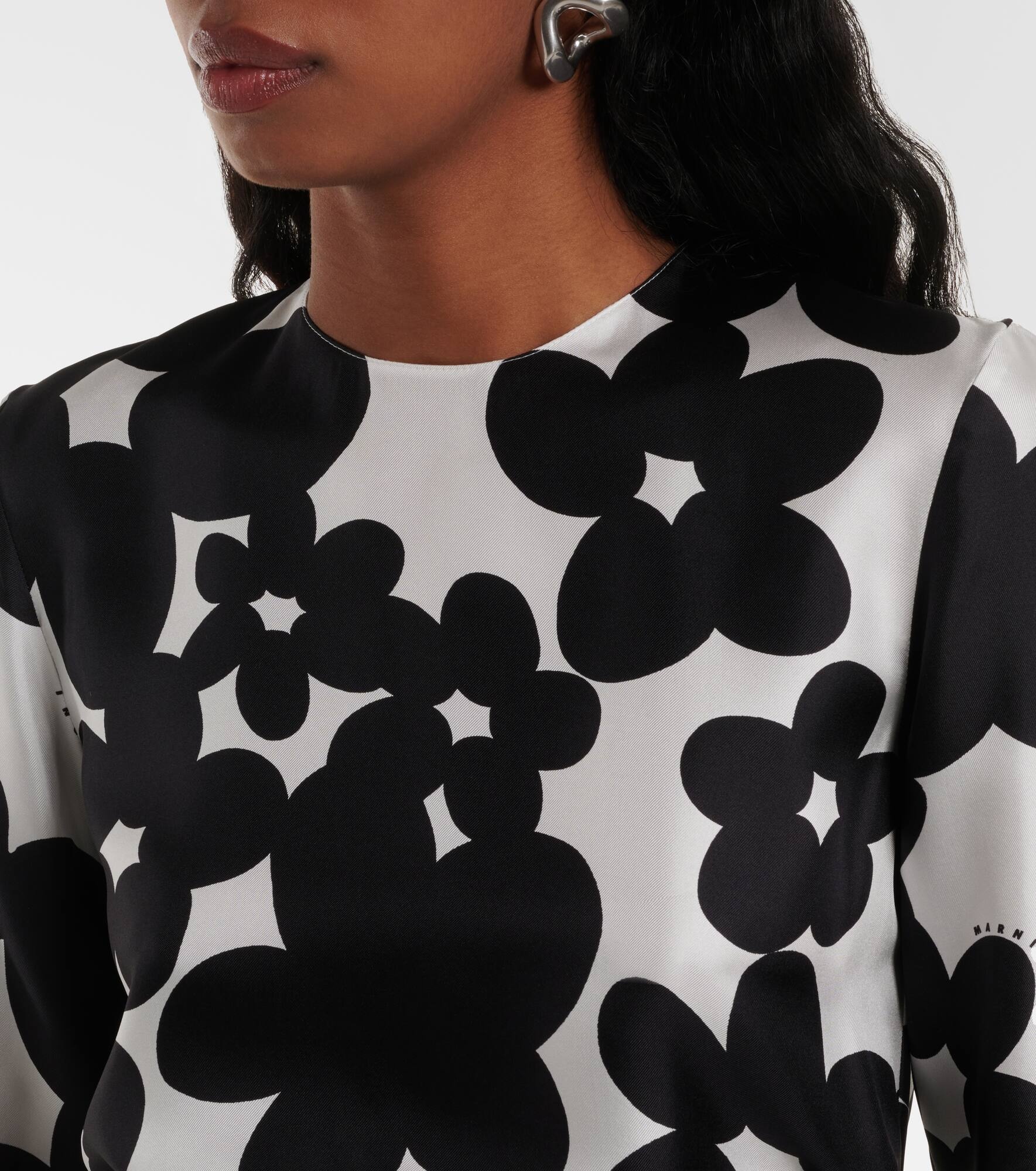 Printed silk midi dress - 4