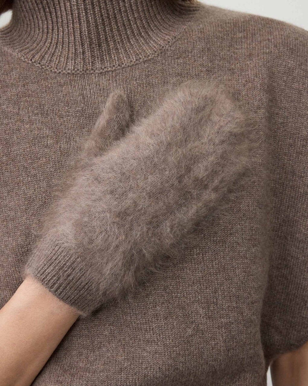 Brushed Mittens Cashmere Brown ONESIZE - 3