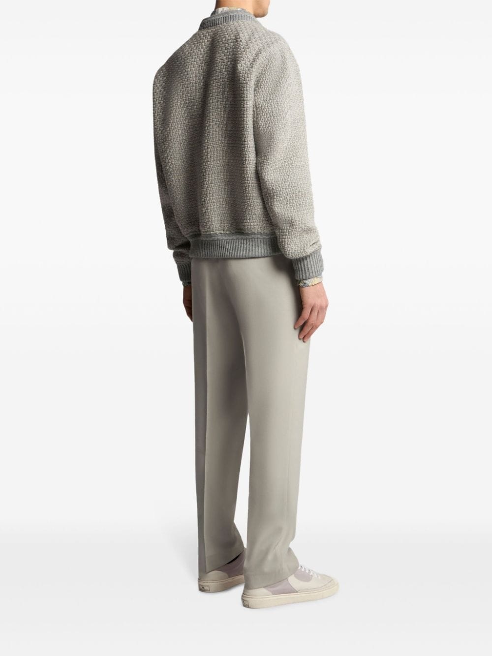 zip-up wool bomber jacket - 3