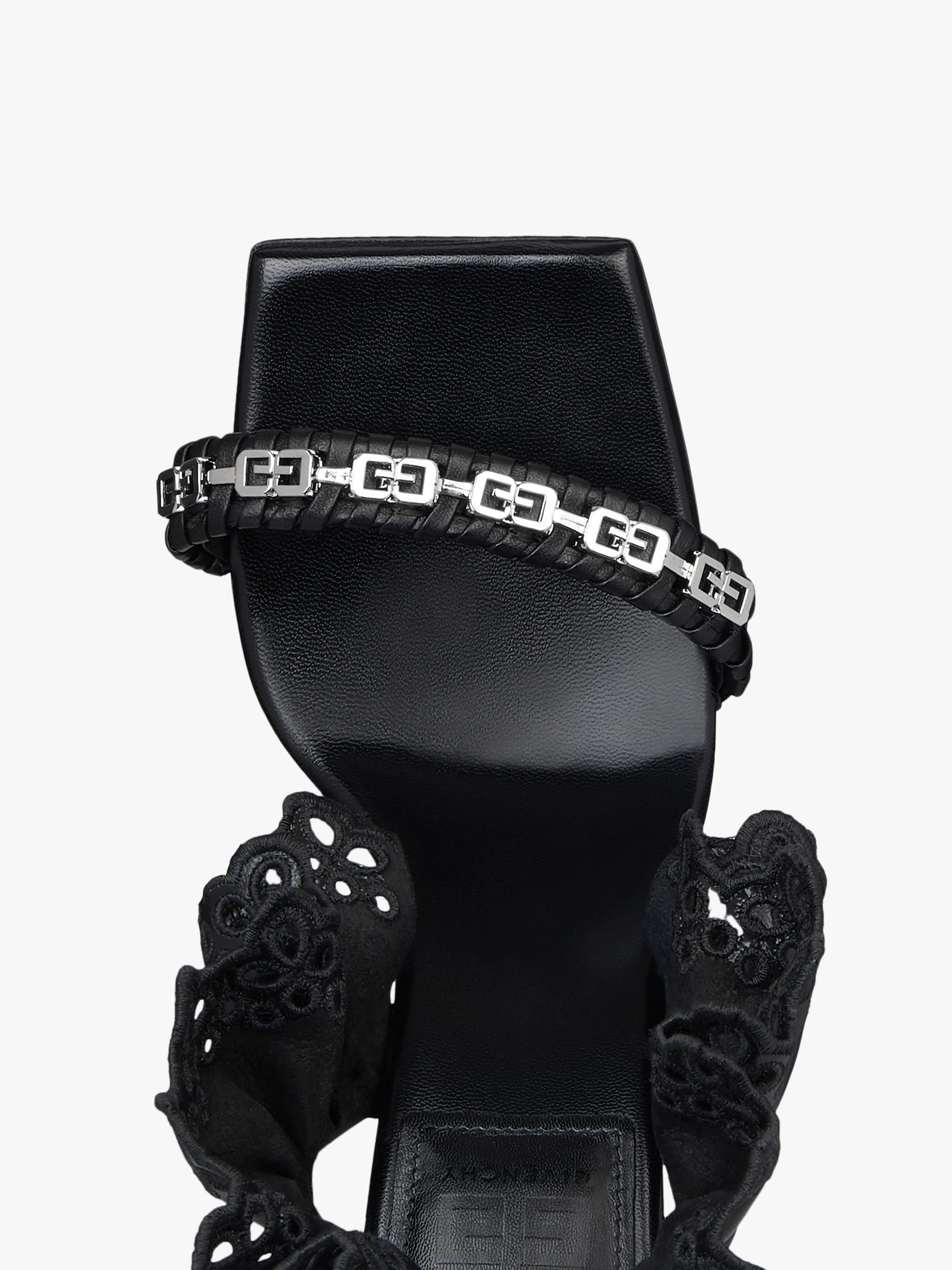 G WOVEN SANDALS IN BRAIDED LEATHER WITH BRODERIE ANGLAISE - 5