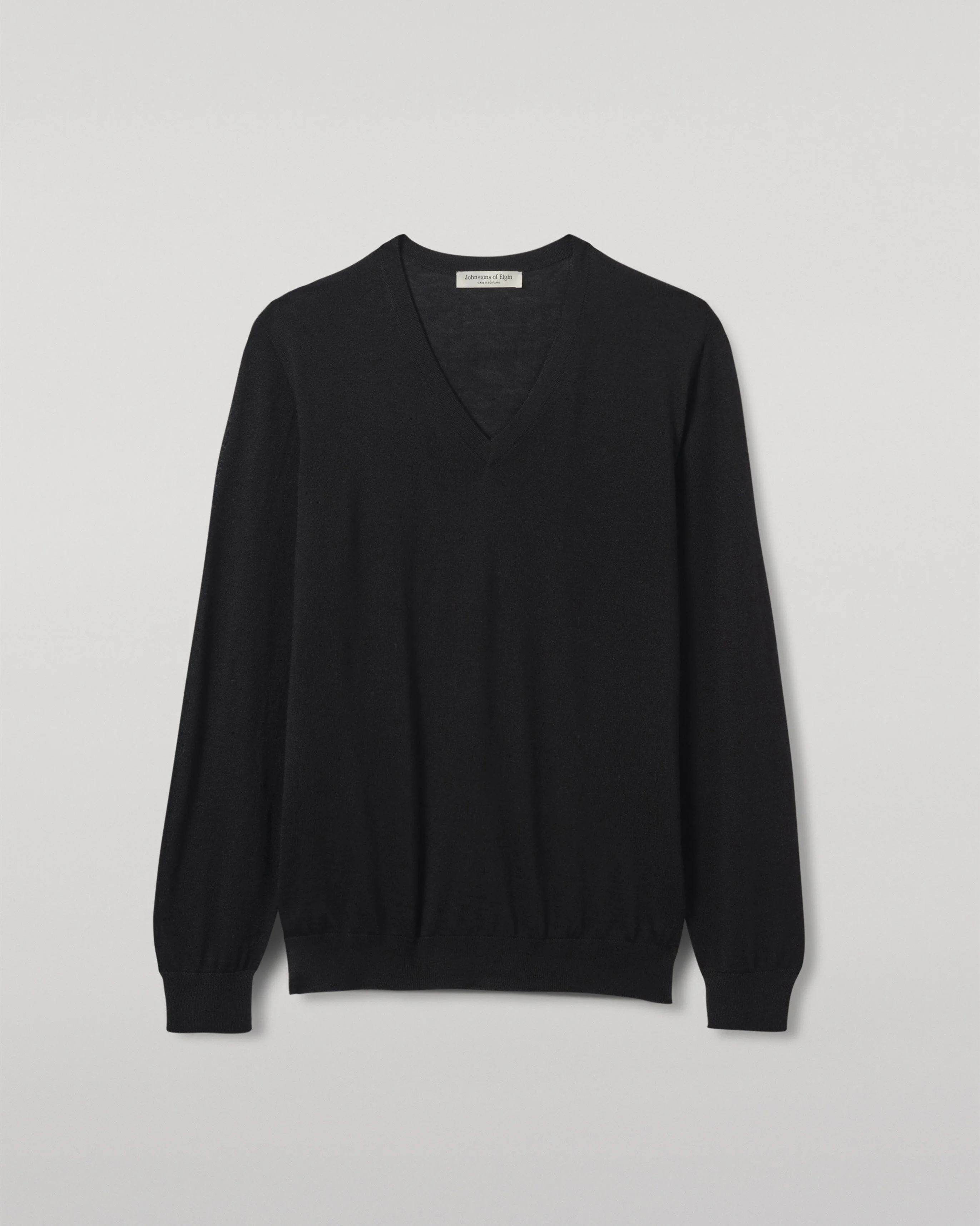 Fin Black V Neck Superfine Cashmere Jumper - 1