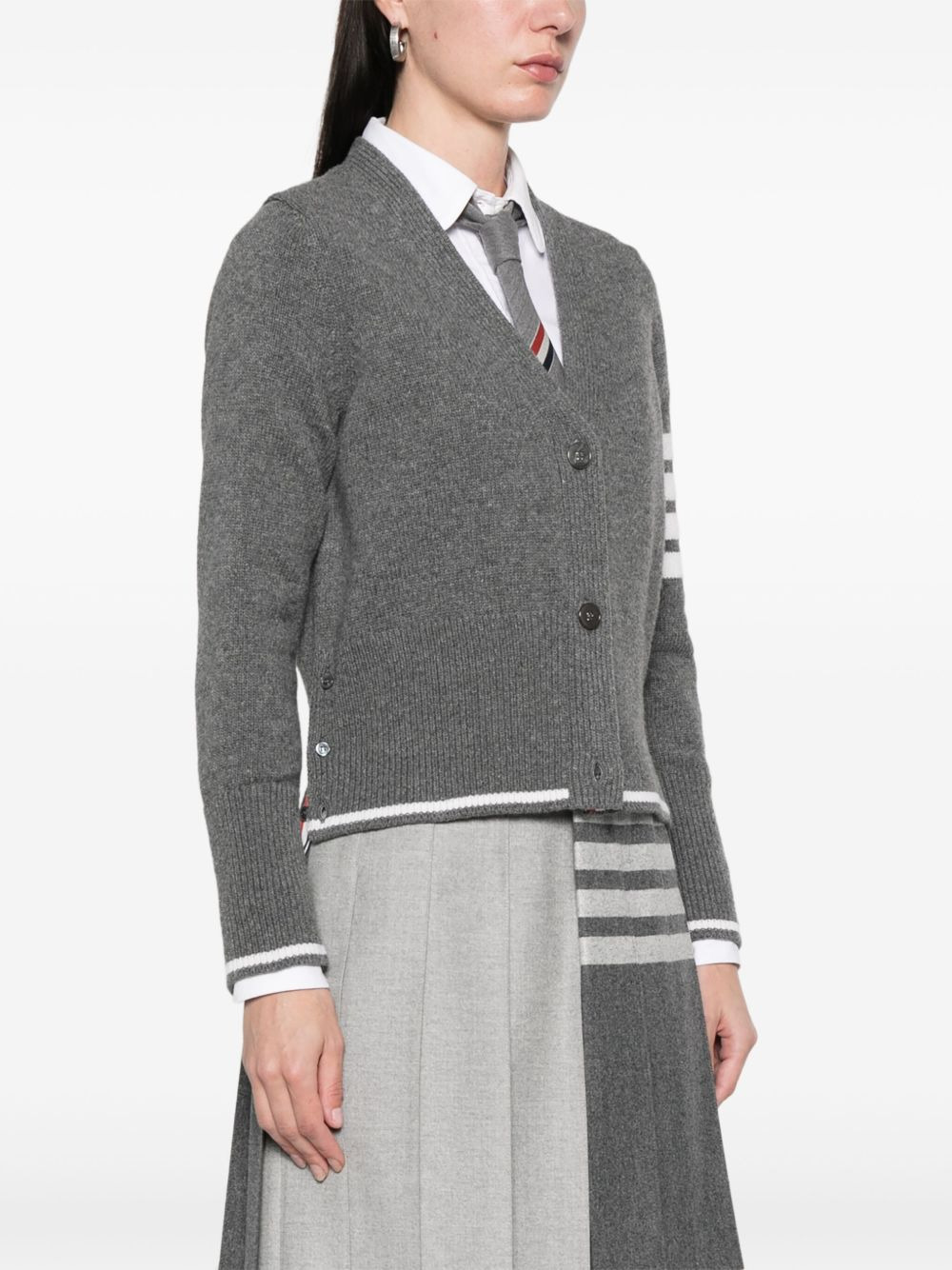 Geese-intarsia 4 Bar Stripes cardigan - 3
