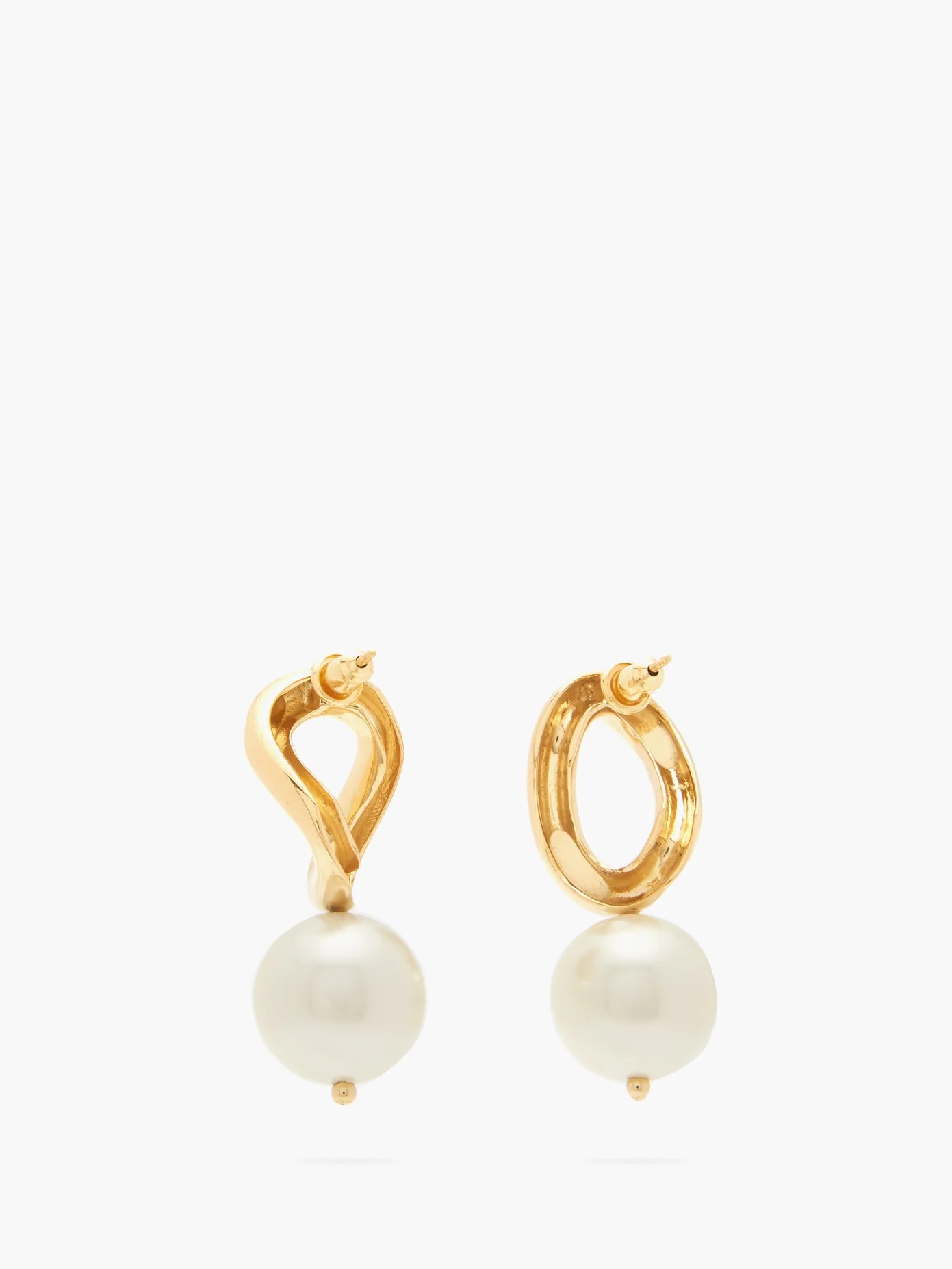 Faux-pearl curb-chain earrings - 4