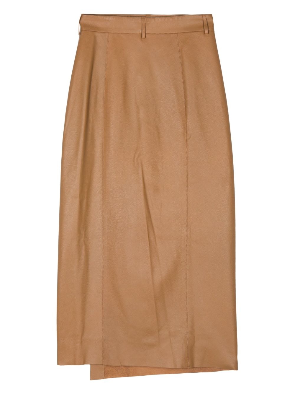 wrap leather midi skirt - 2