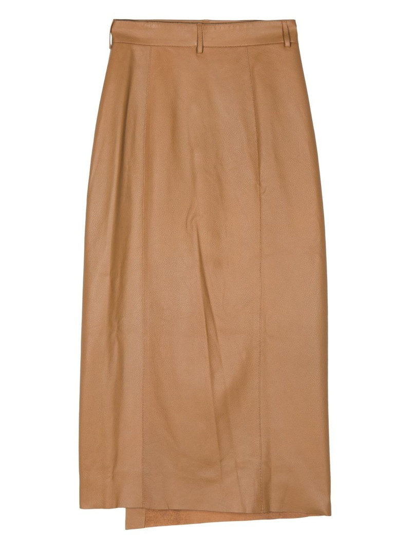 AERON wrap leather midi skirt outlook