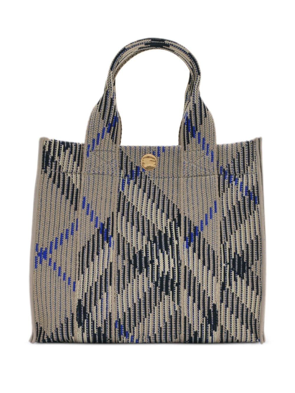 mini check knitted tote bag - 1